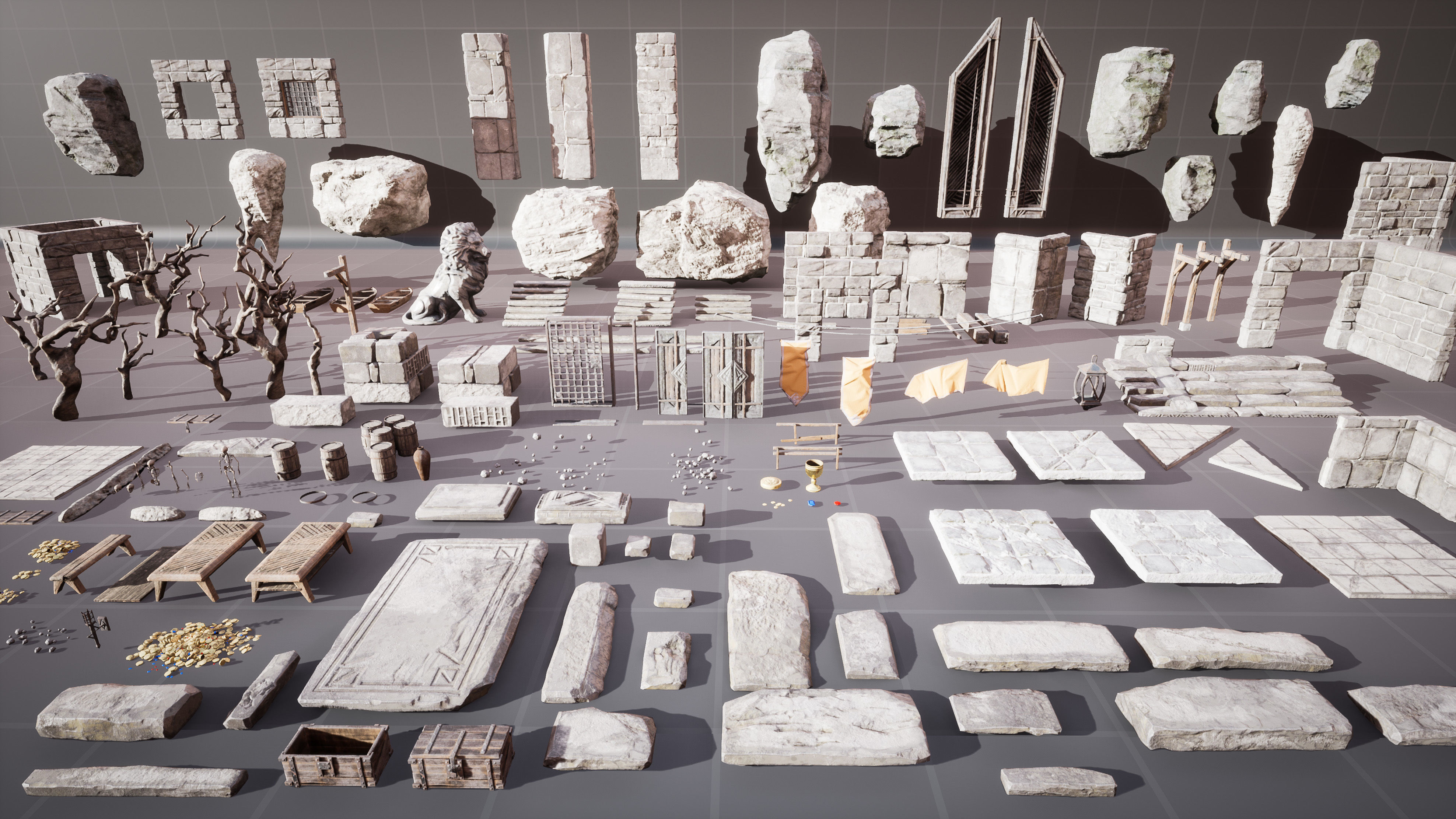 Fantasy Dungeon Environment Kitbash Set Low-poly 3D model_3