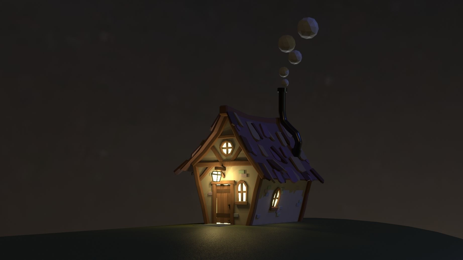 Fantasy Group - Funny Team with Funny House Low-poly 3D model_6