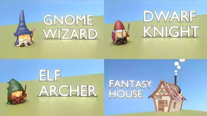 Fantasy Group - Funny Team with Funny House Low-poly 3D model Fantasy Group - Funny Team with Funny House Low-poly 3D model