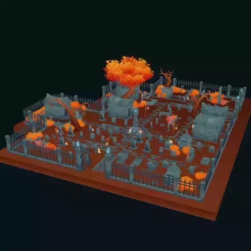 Cemetery Toon Assets Set Low-poly 3D model