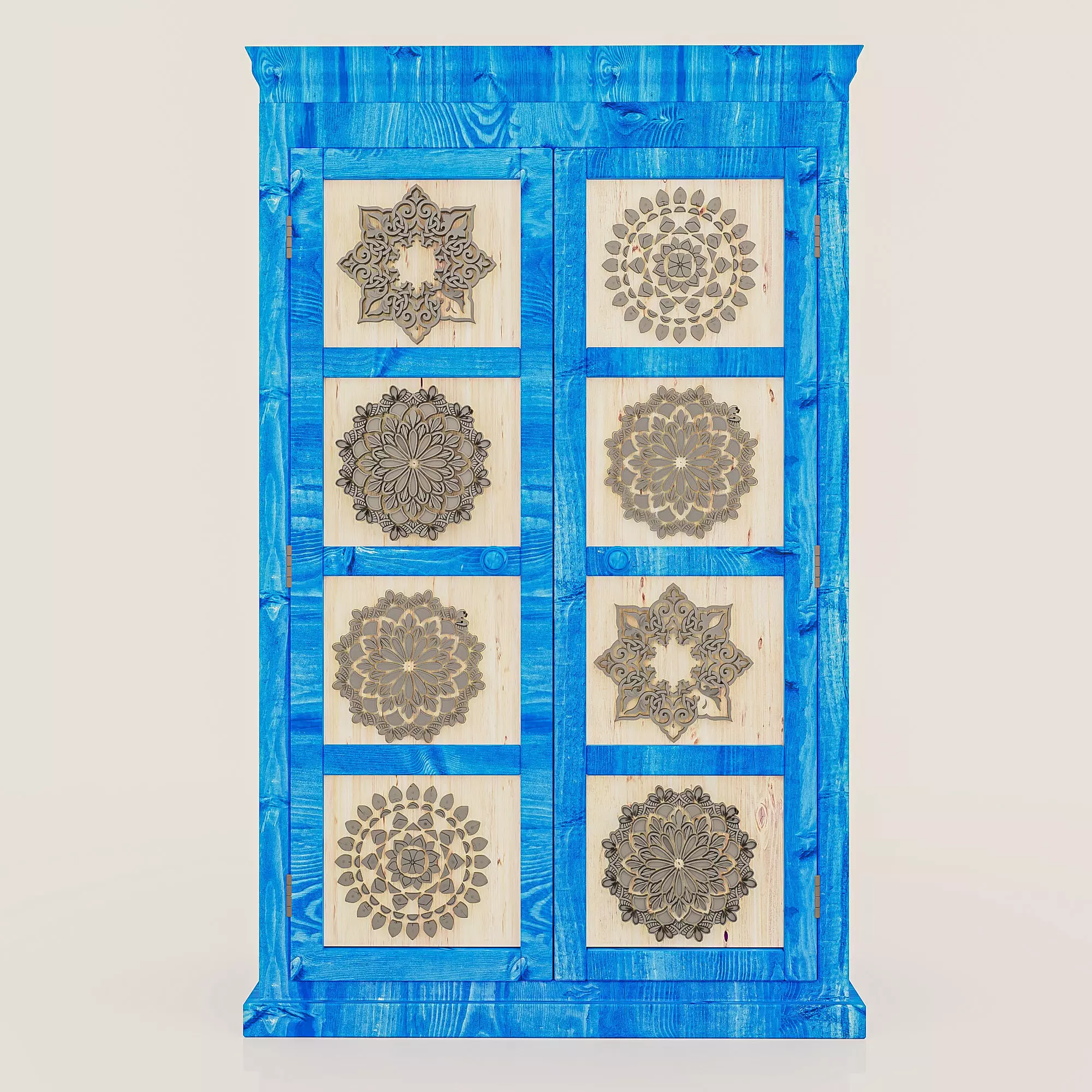 Wardrobe Mandala Blue Painted Wood Free 3D model
