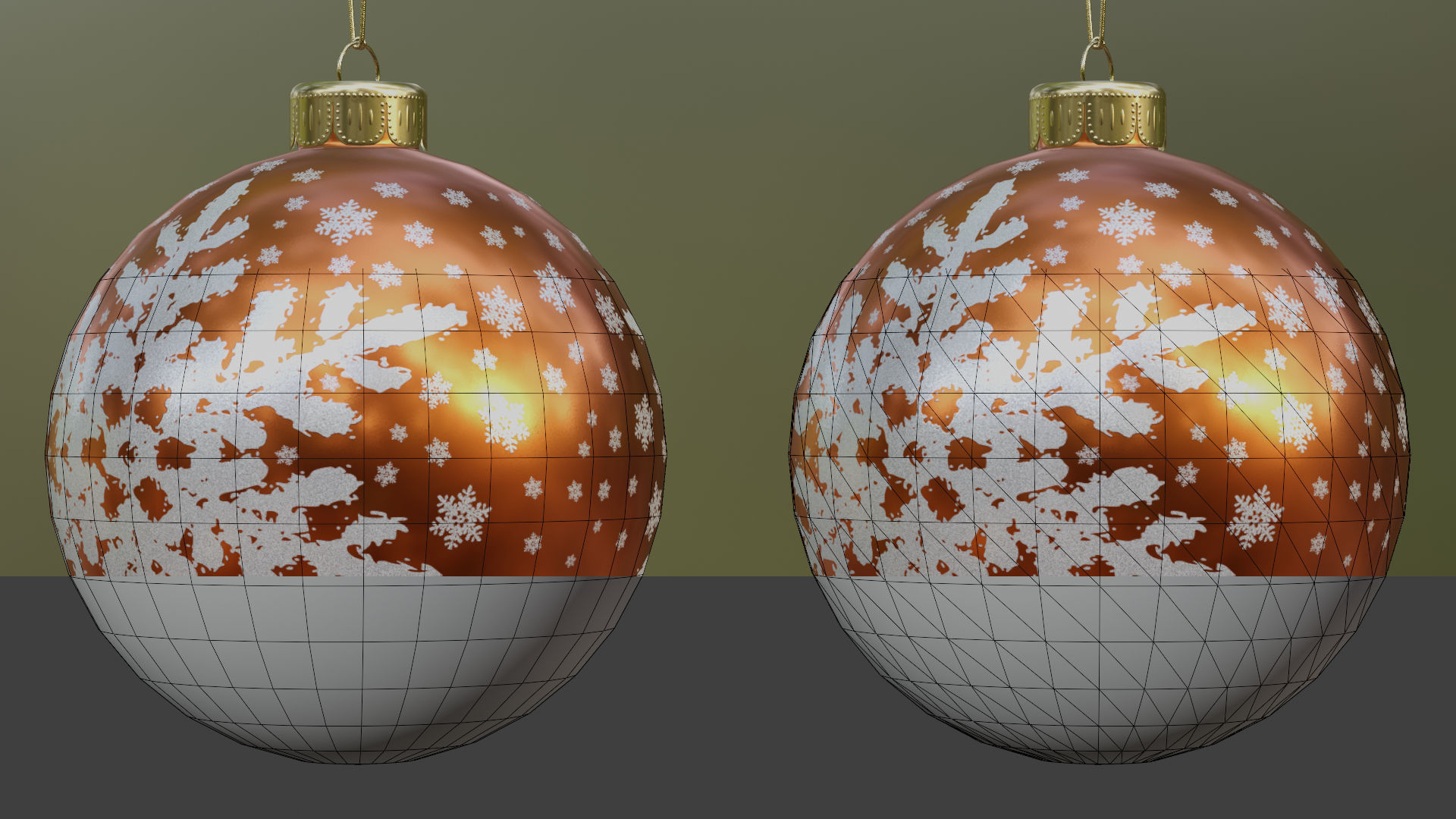 New Year and Christmas decorations Low-poly 3D model_4