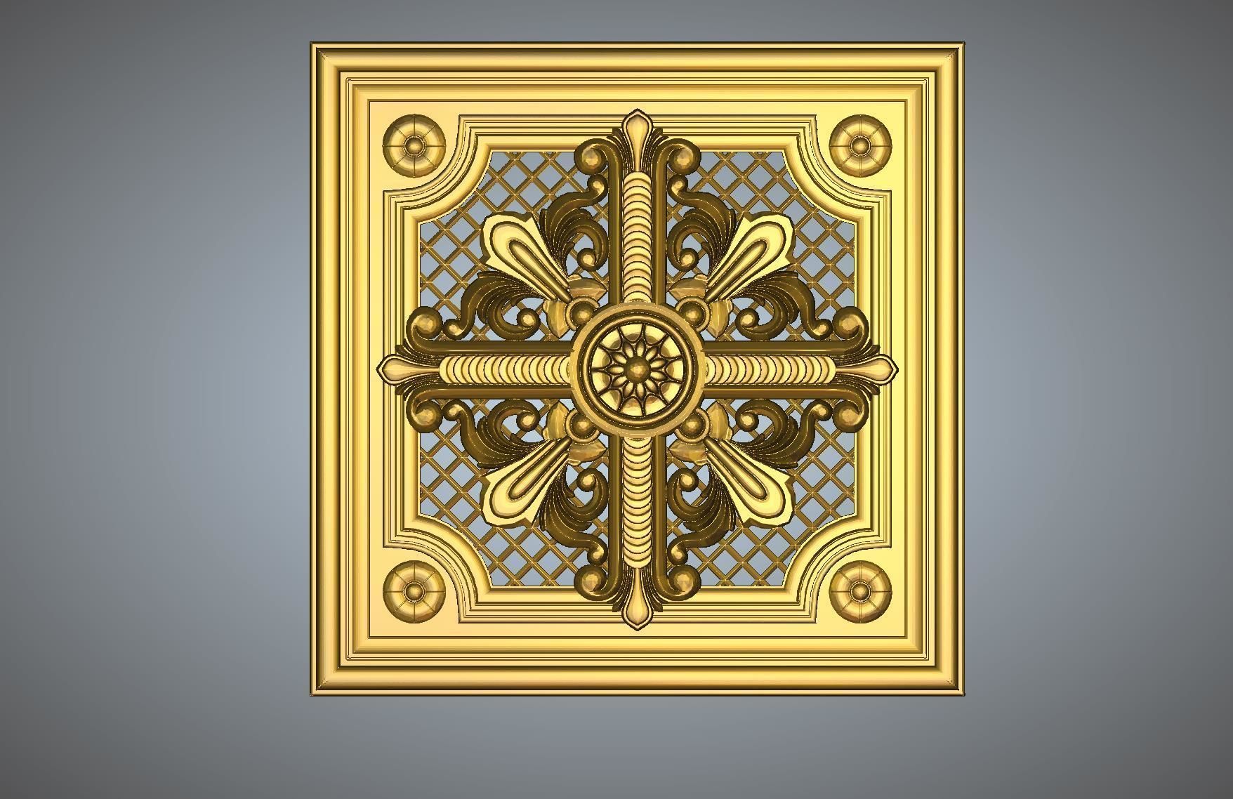 Frame ornate gold ceiling plate 3D print model_5