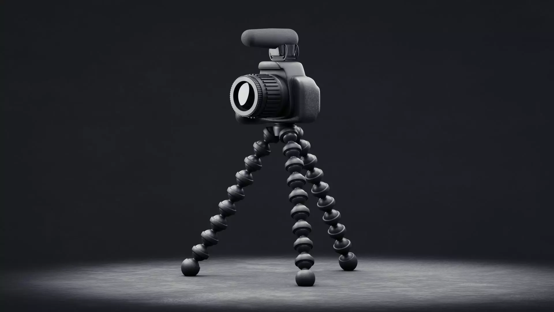 Simple Camera with Gorilla-Pod and Mic - Non-Brand Low-poly 3D model_0