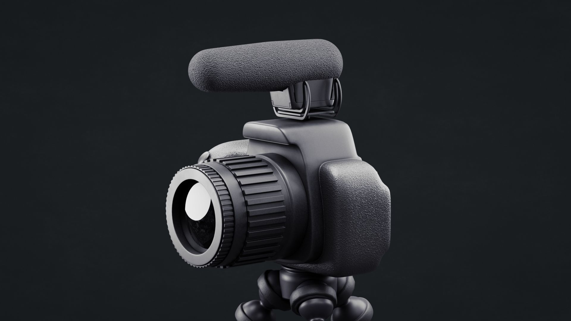 Simple Camera with Gorilla-Pod and Mic - Non-Brand Low-poly 3D model_1