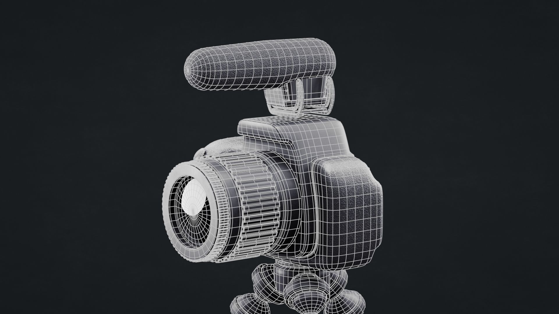 Simple Camera with Gorilla-Pod and Mic - Non-Brand Low-poly 3D model_7