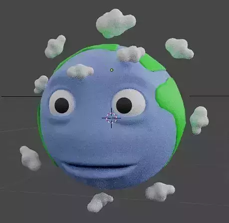 A funny cute cartoon earth 3D model