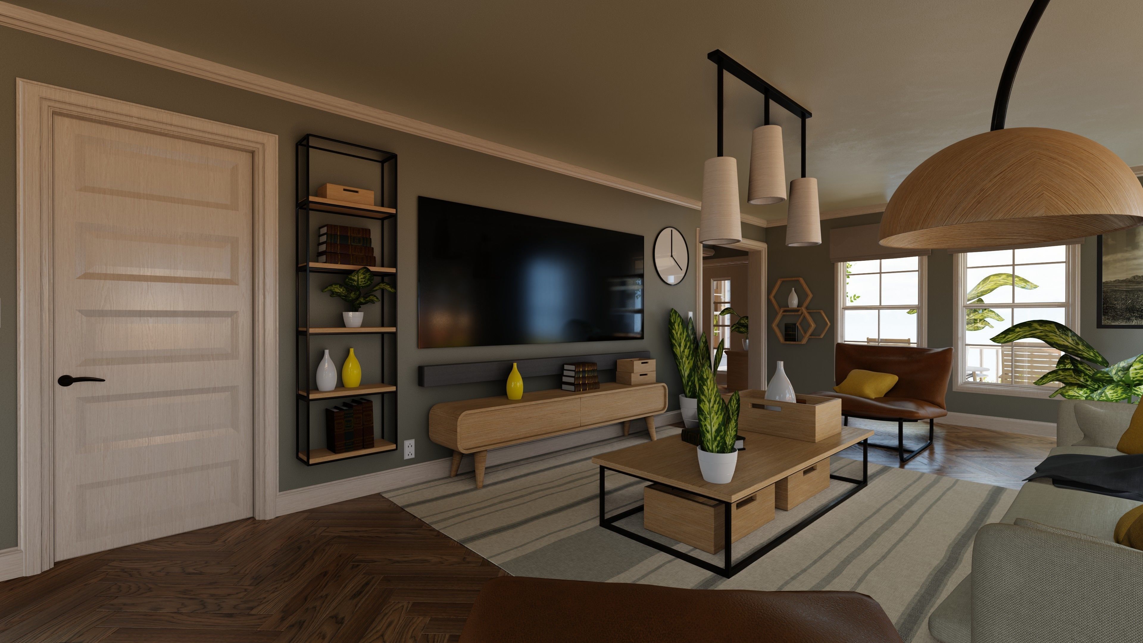 Classic style porch house with furniture Low-poly 3D model_28