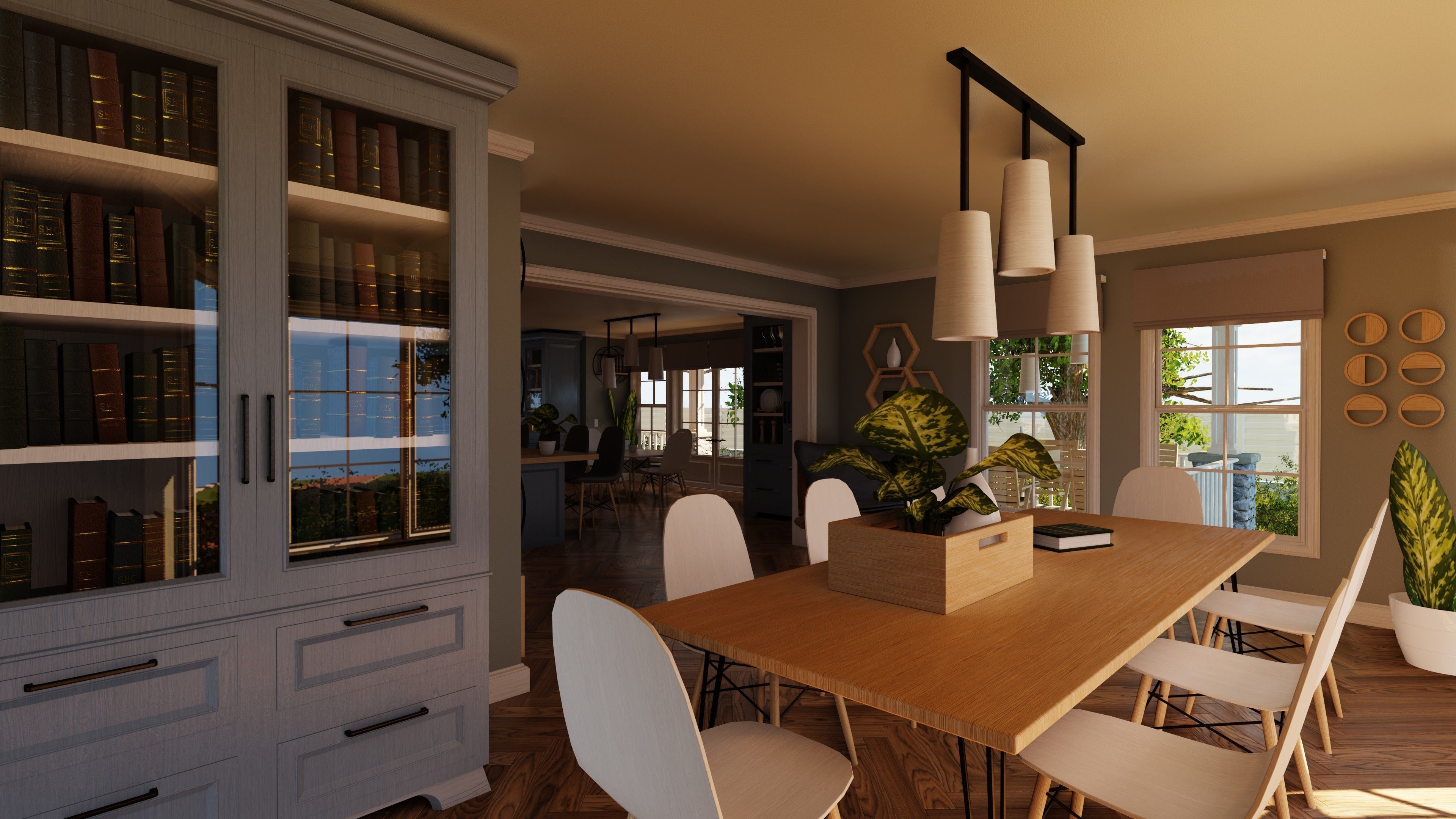 Classic style porch house with furniture Low-poly 3D model_35