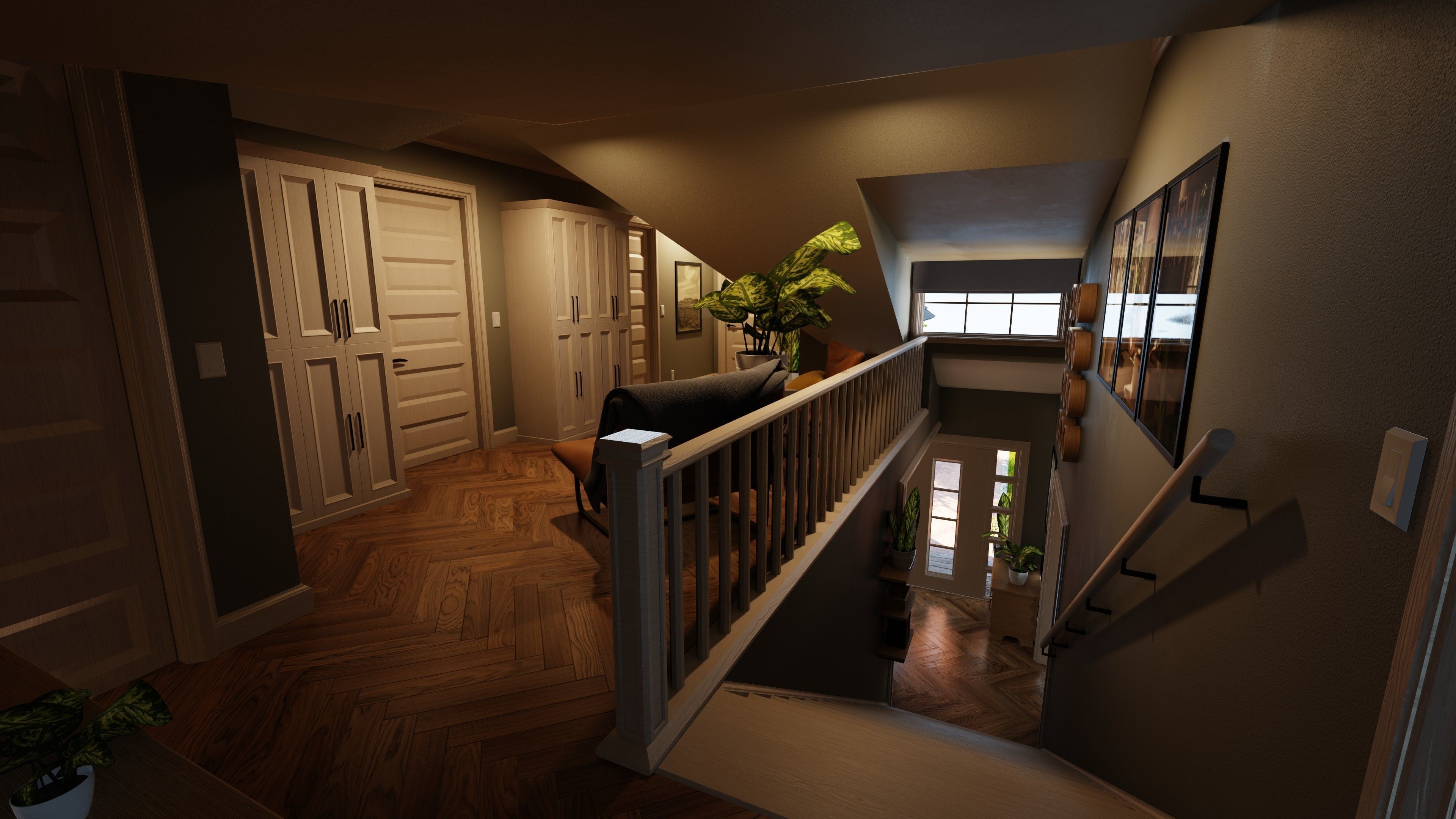 Classic style porch house with furniture Low-poly 3D model_40