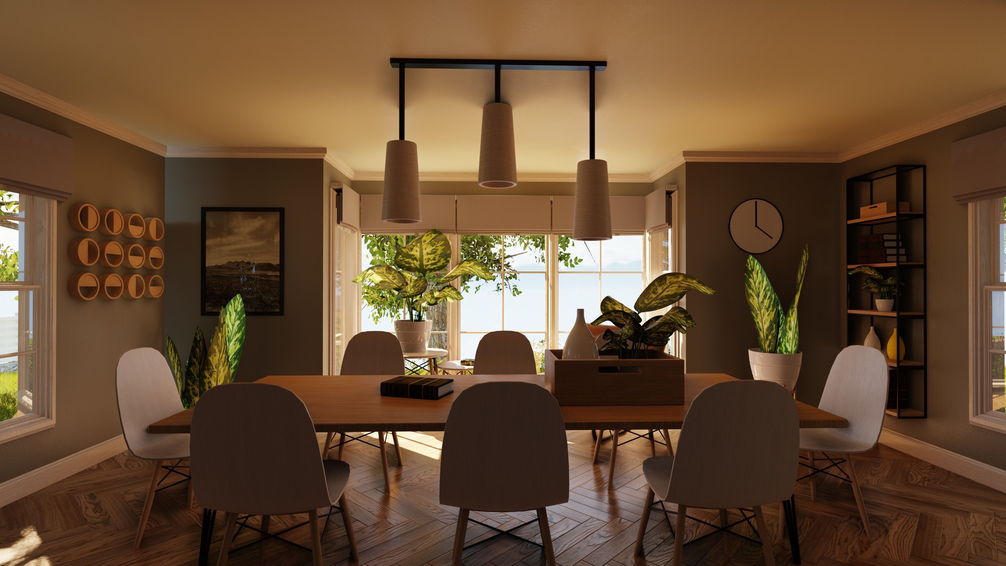 Classic style porch house with furniture Low-poly 3D model_18