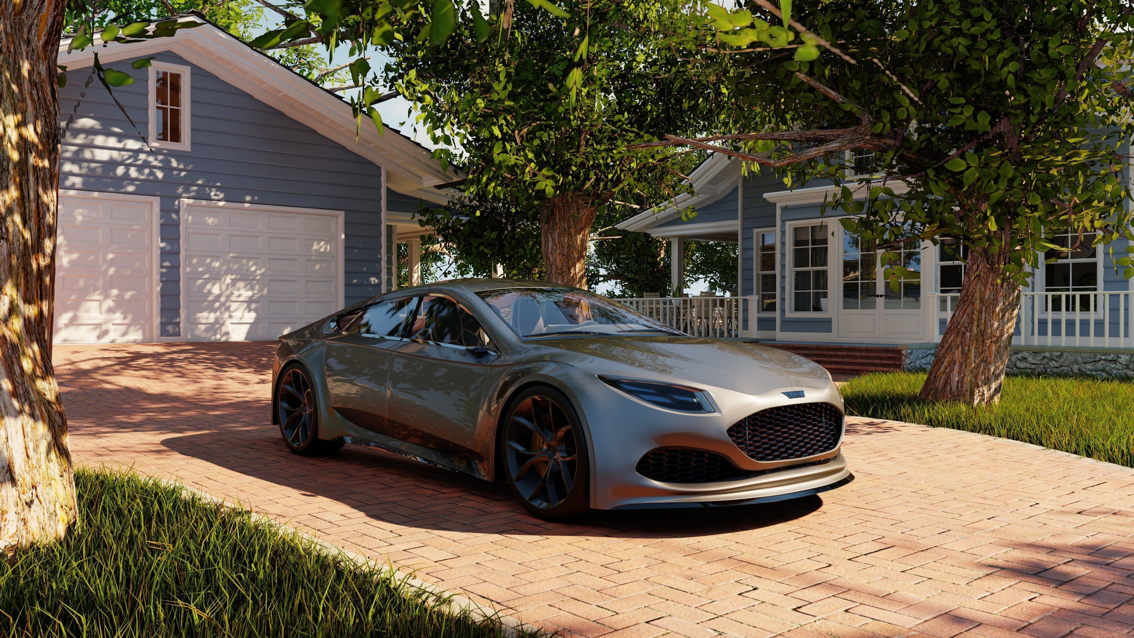 Classic style porch house with furniture Low-poly 3D model_17