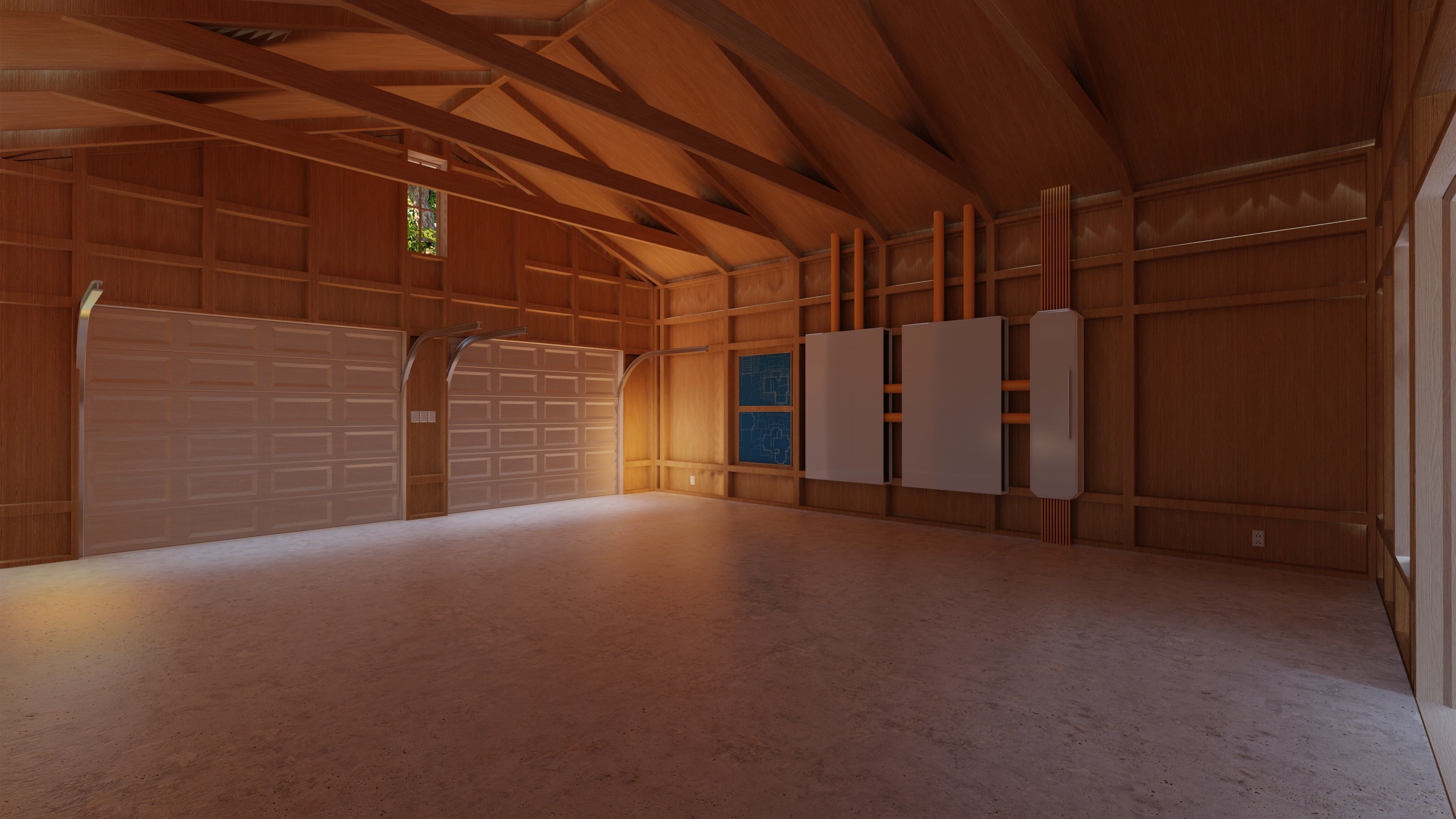 Classic style porch house with furniture Low-poly 3D model_26