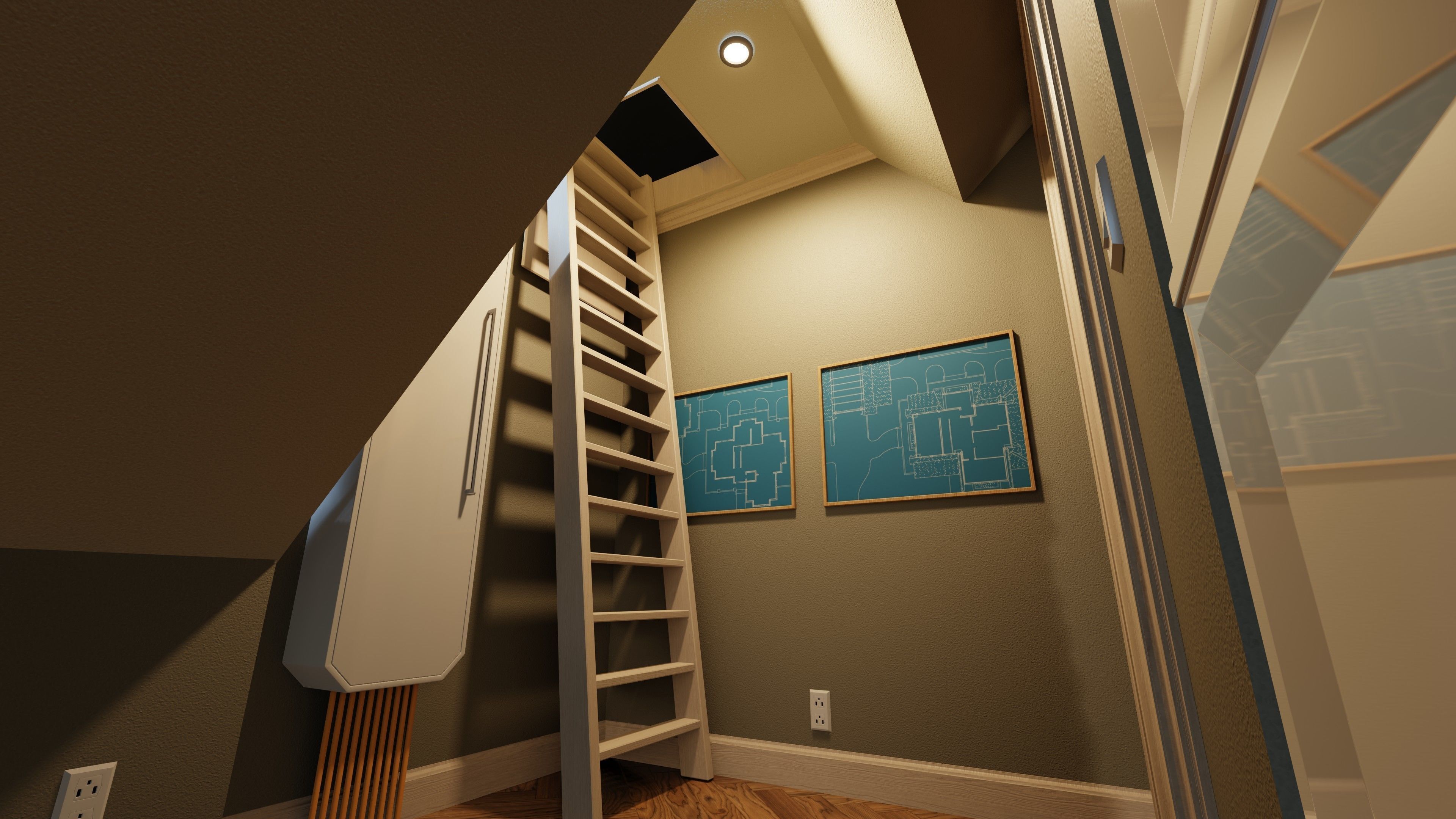 Classic style porch house with furniture Low-poly 3D model_44