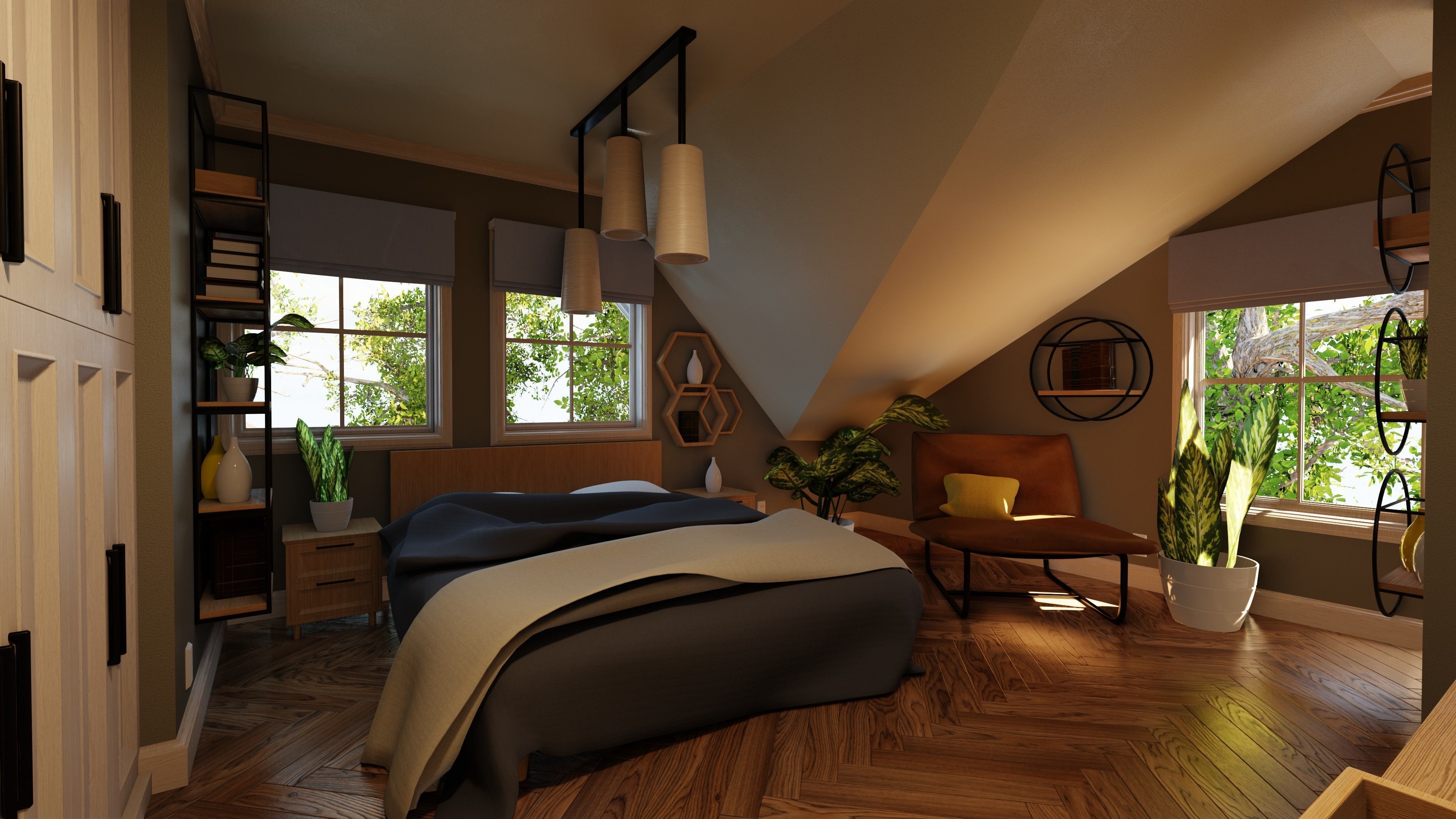 Classic style porch house with furniture Low-poly 3D model_21