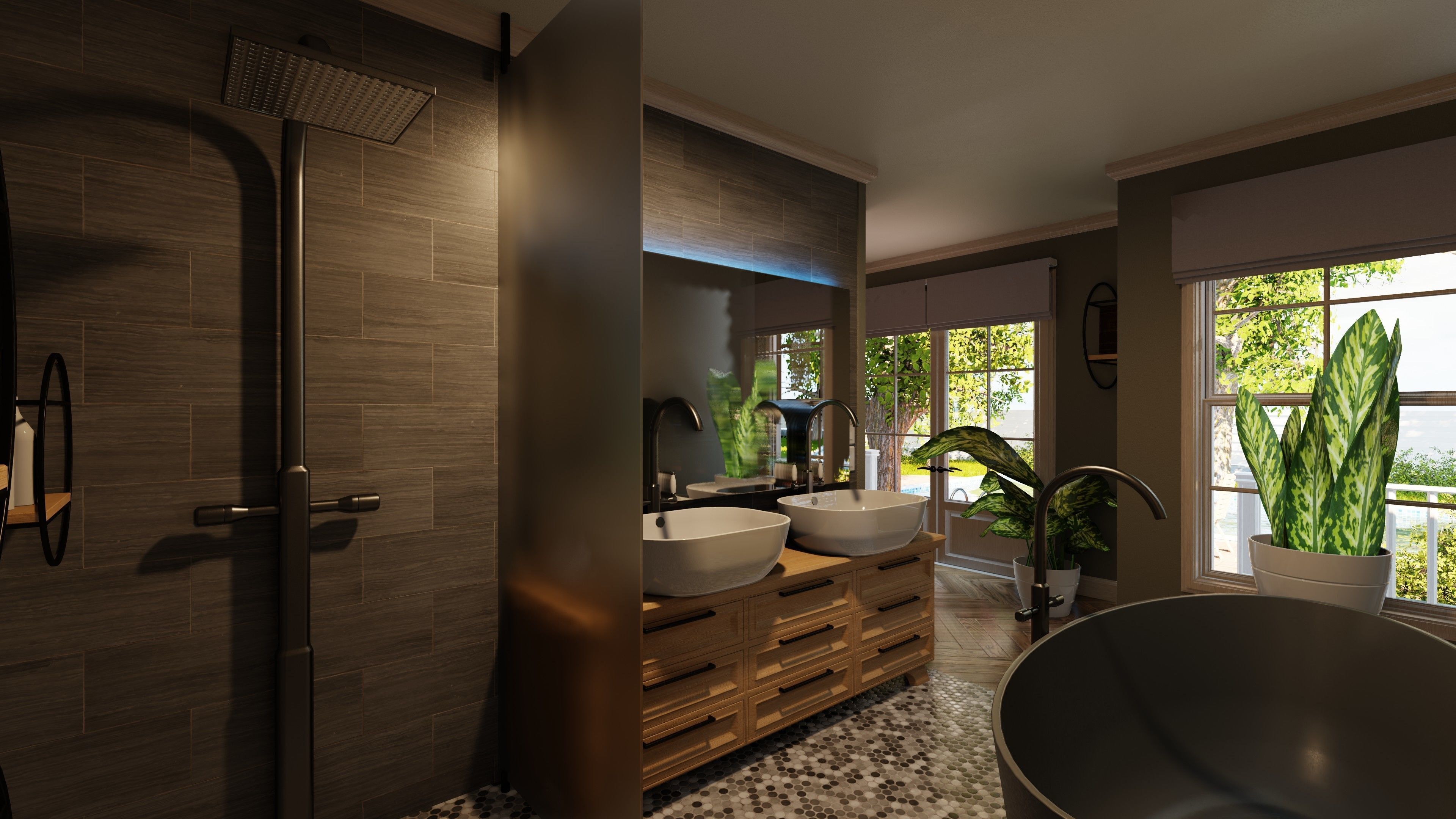 Classic style porch house with furniture Low-poly 3D model_38