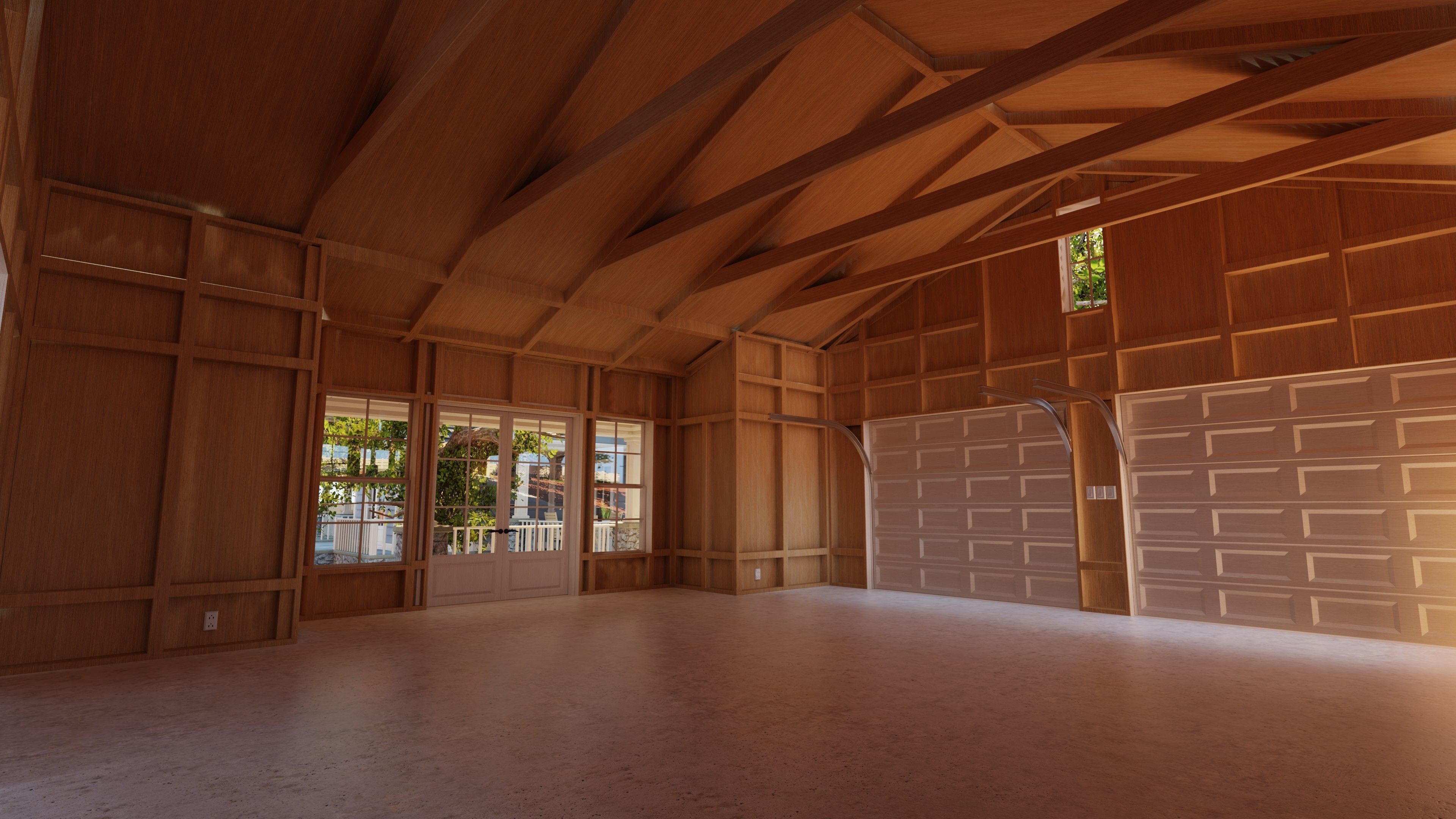 Classic style porch house with furniture Low-poly 3D model_11