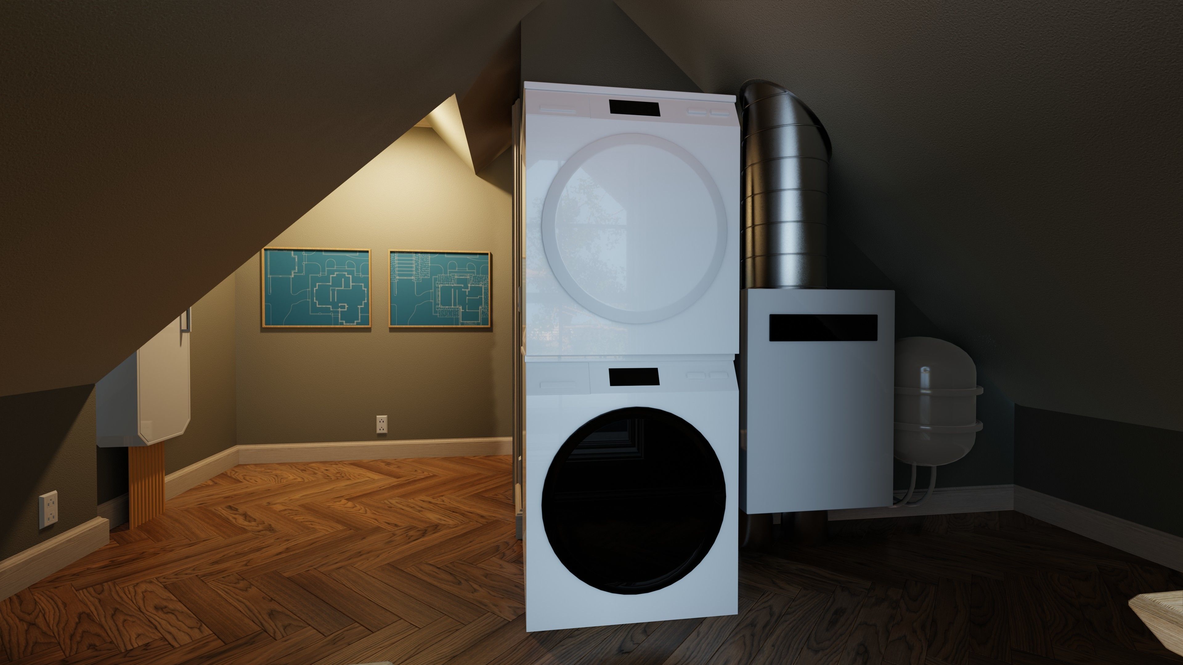 Classic style porch house with furniture Low-poly 3D model_20