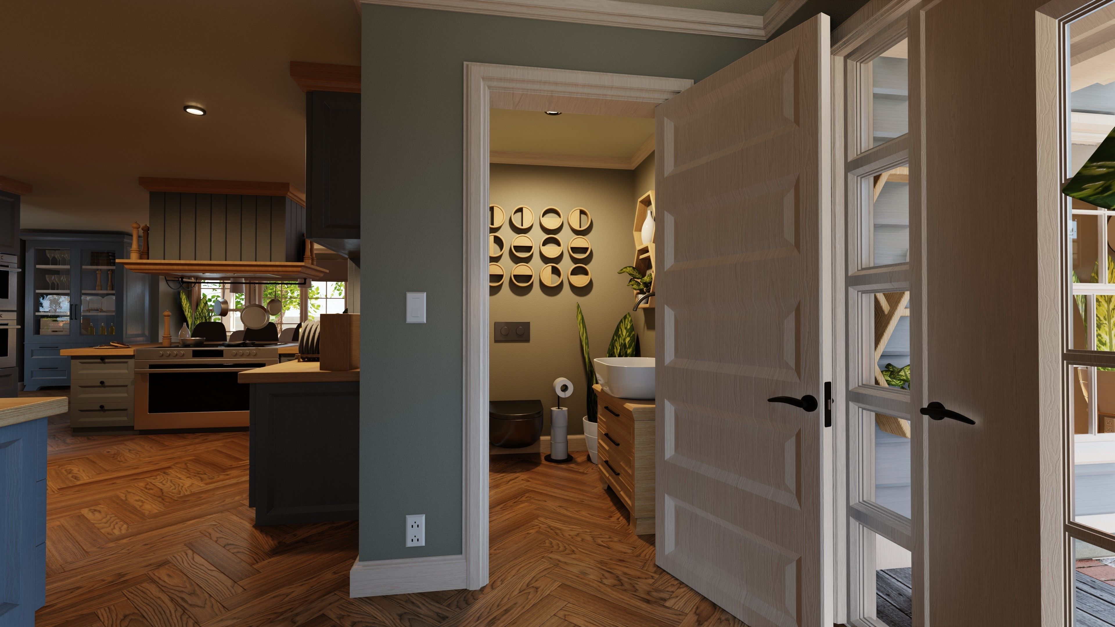 Classic style porch house with furniture Low-poly 3D model_27