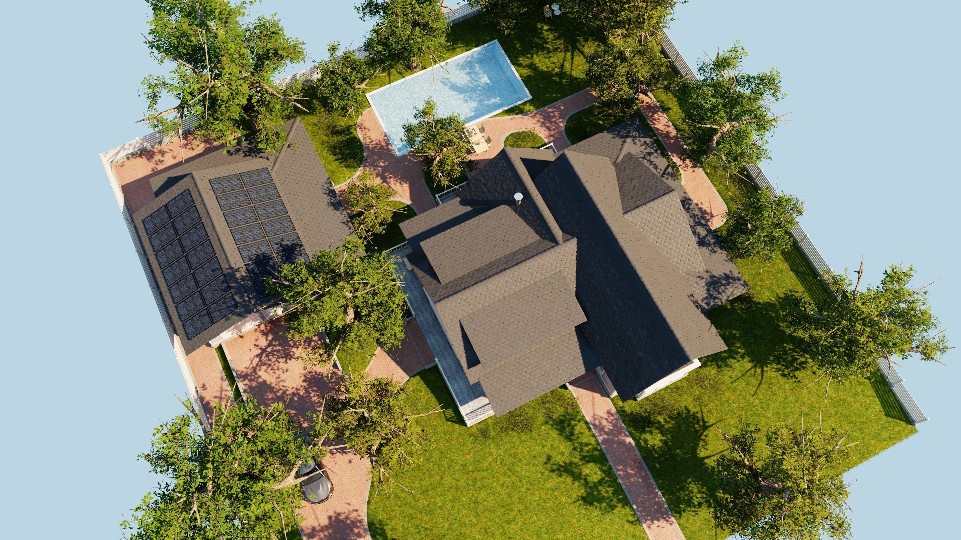 Classic style porch house with furniture Low-poly 3D model_50