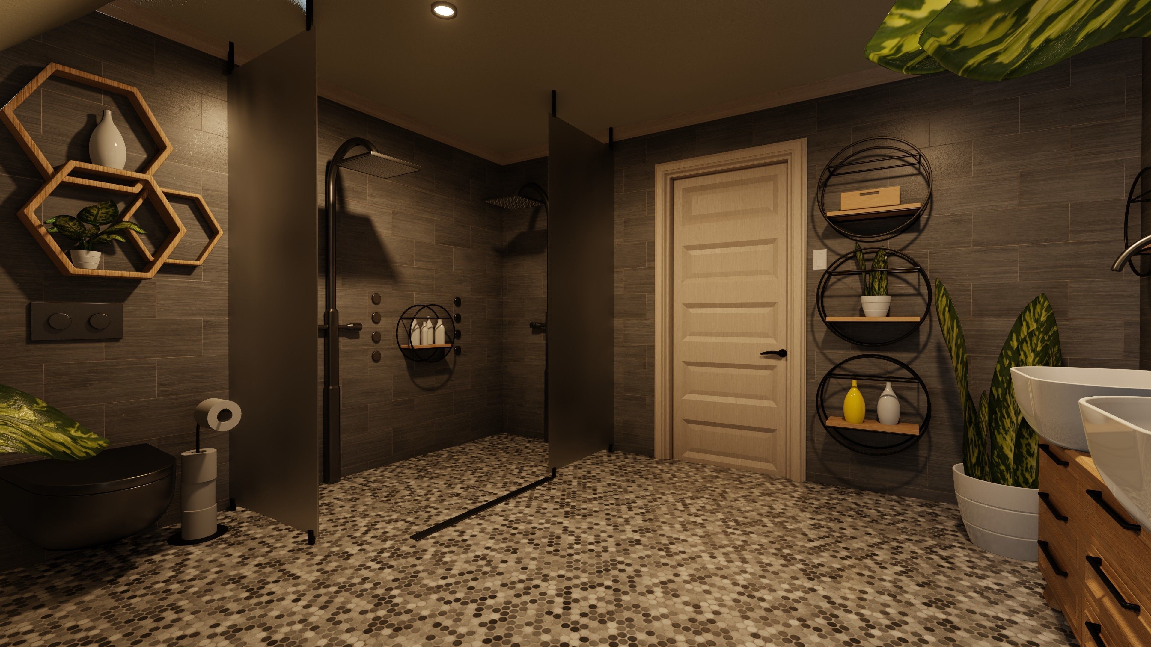 Classic style porch house with furniture Low-poly 3D model_24