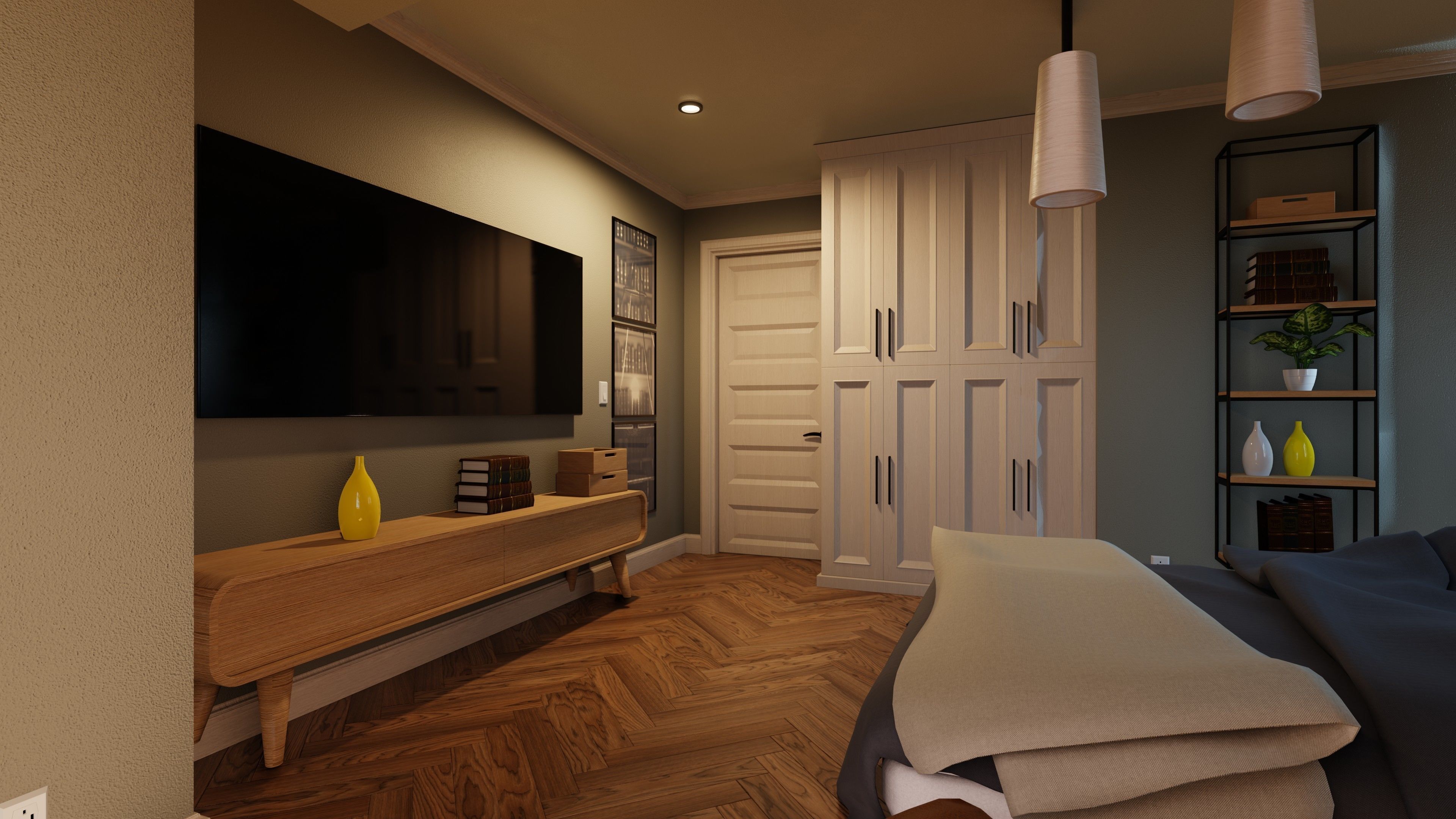 Classic style porch house with furniture Low-poly 3D model_47