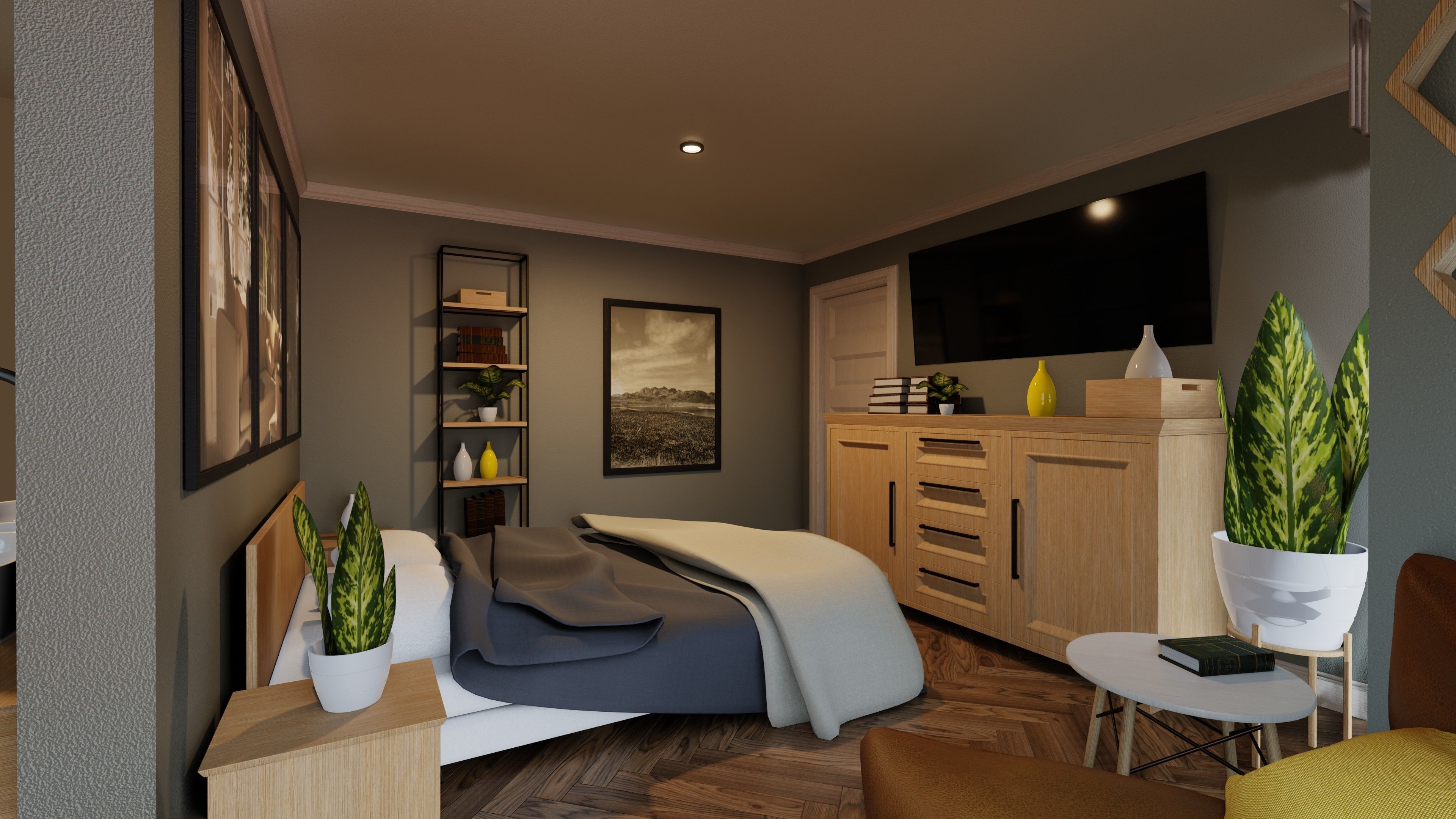 Classic style porch house with furniture Low-poly 3D model_23