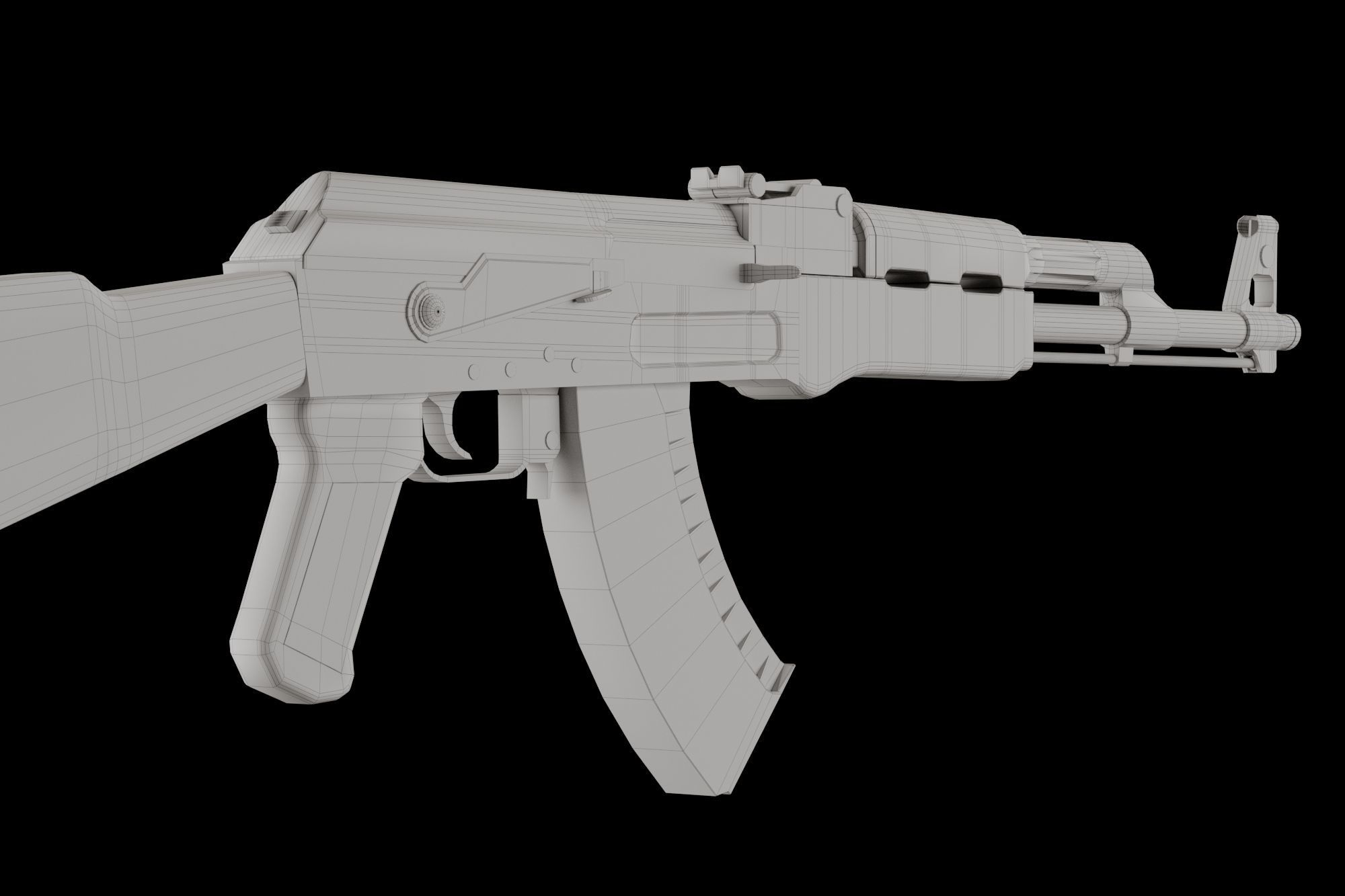 AK-47 Black Low-poly 3D model_4