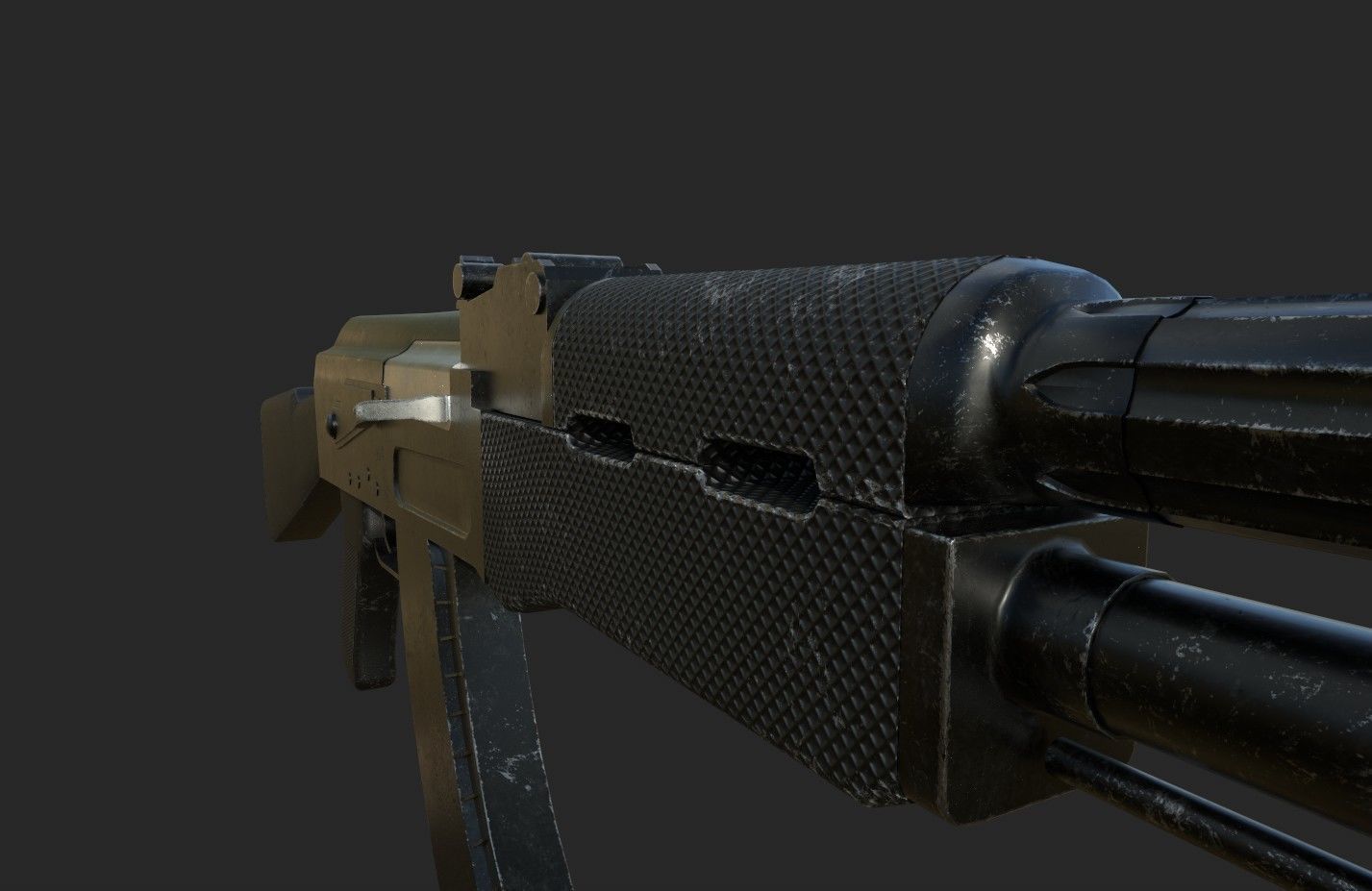 AK-47 Black Low-poly 3D model_9