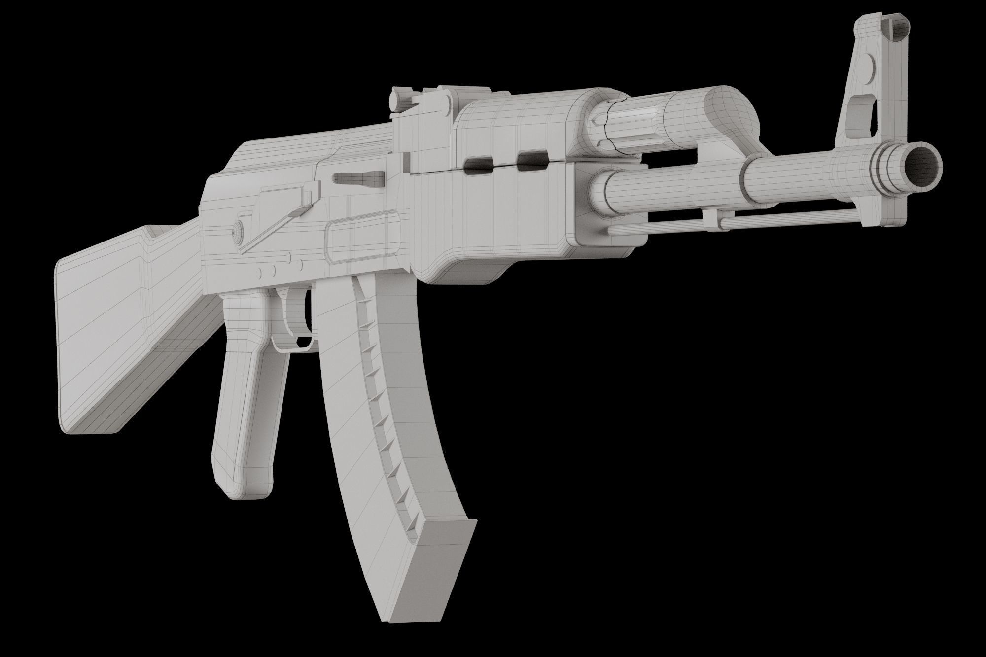 AK-47 Black Low-poly 3D model_8