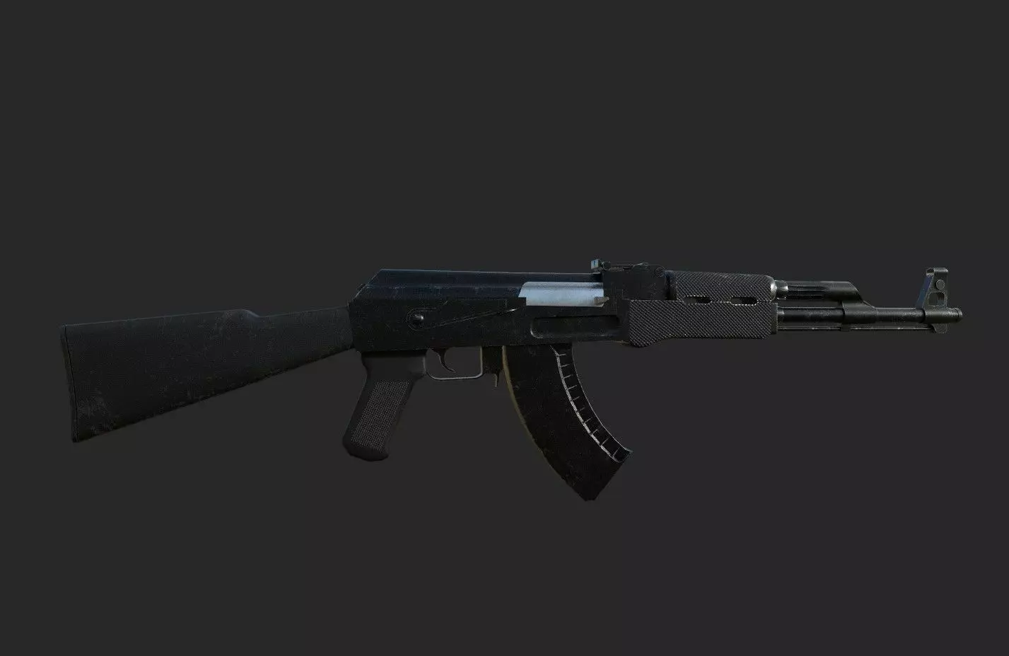 AK-47 Black Low-poly 3D model_0