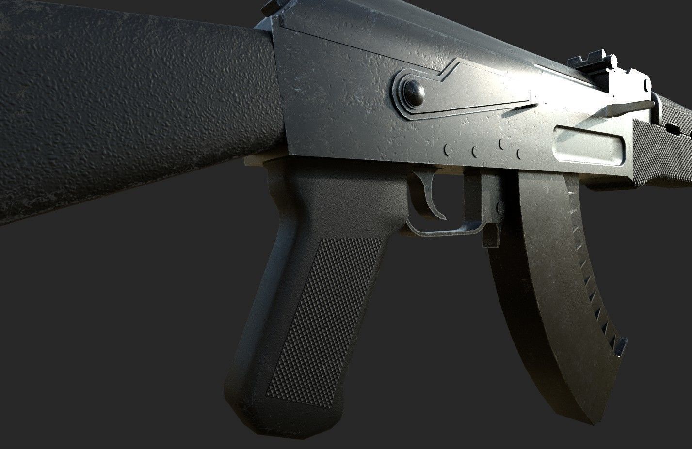 AK-47 Black Low-poly 3D model_3