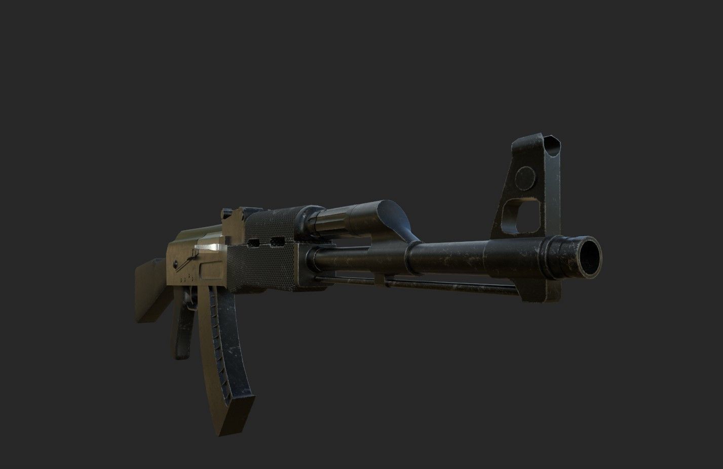 AK-47 Black Low-poly 3D model_7