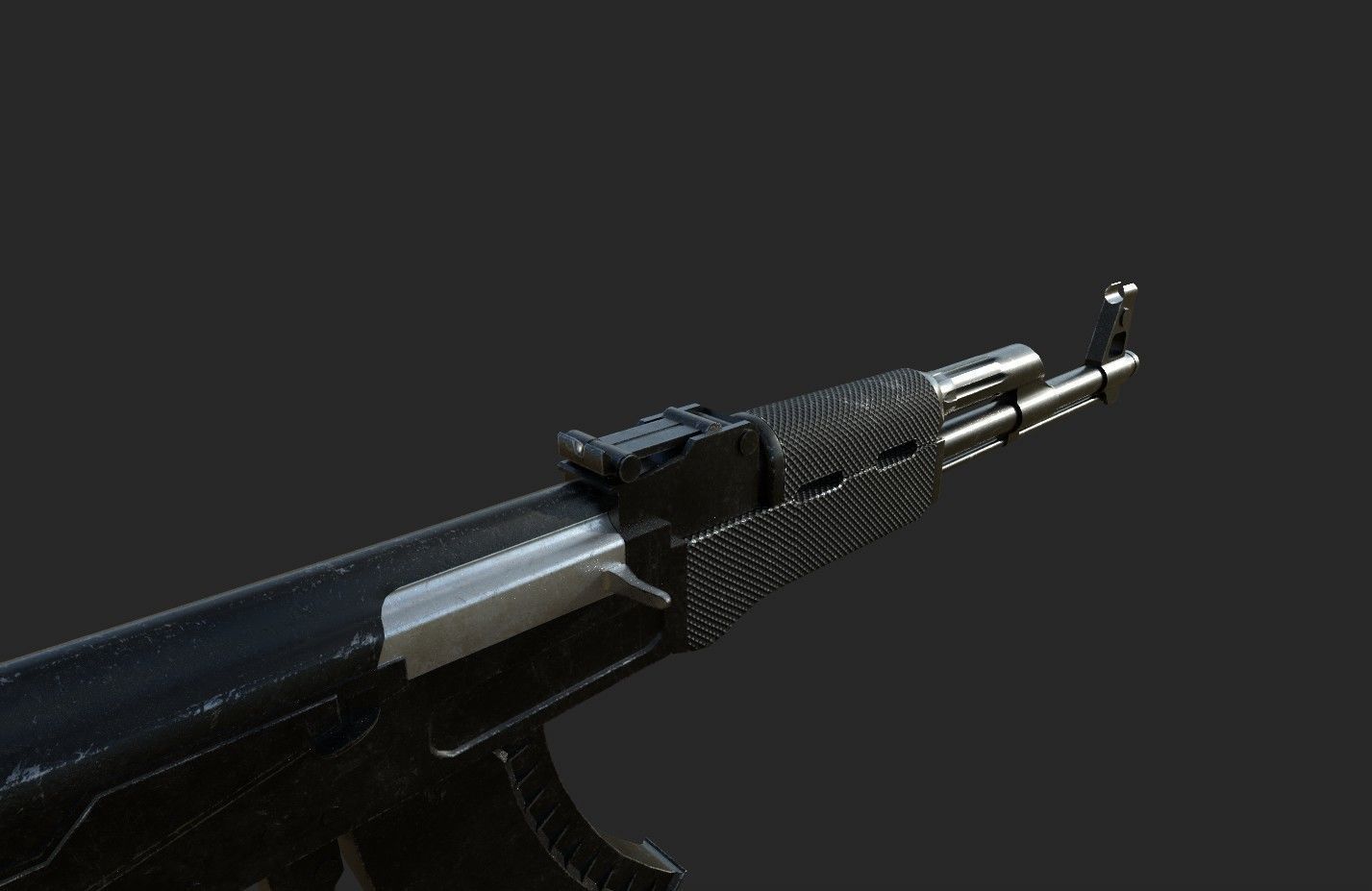 AK-47 Black Low-poly 3D model_6