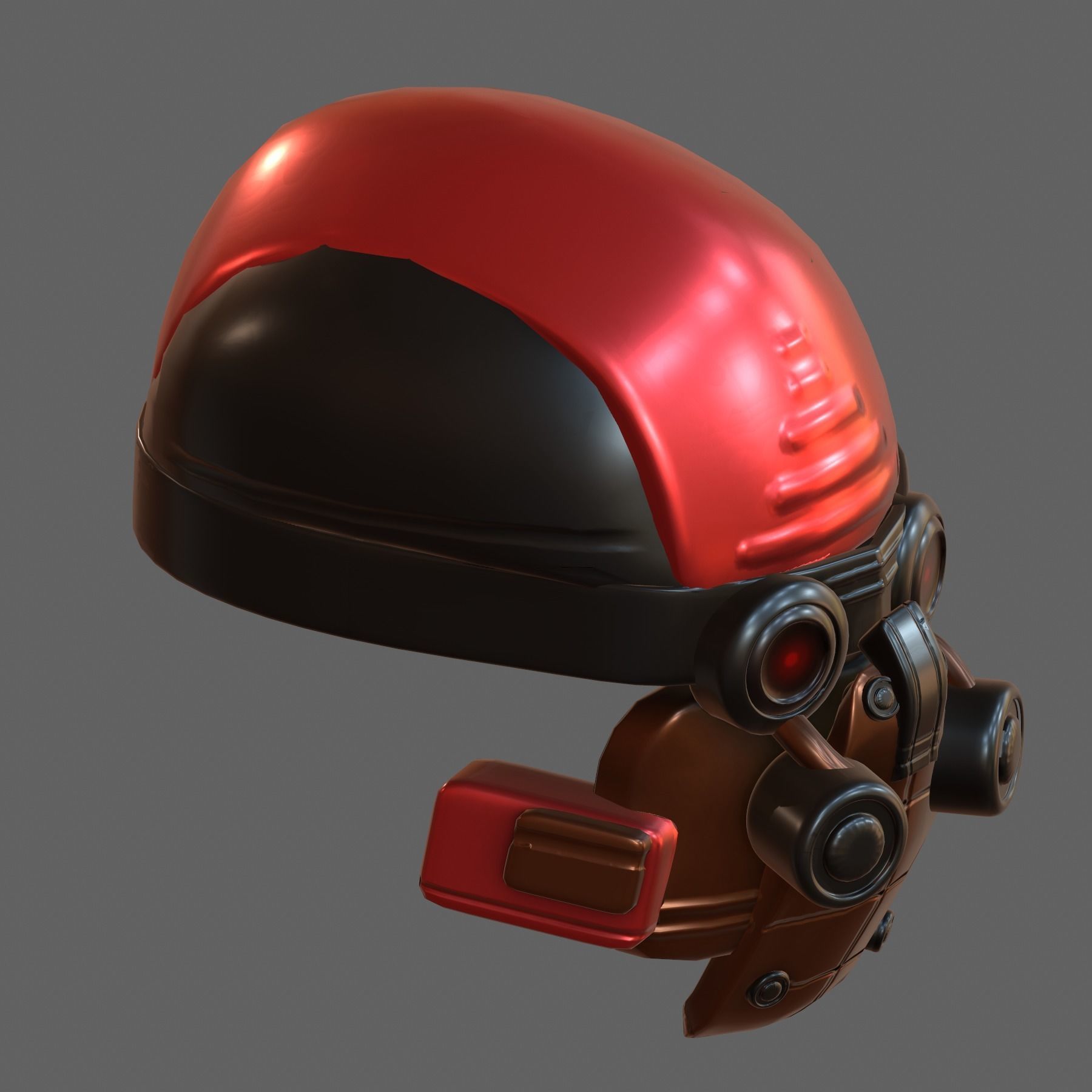 Gas mask helmet 3d model scifi Low-poly PBR Low-poly 3D model_4