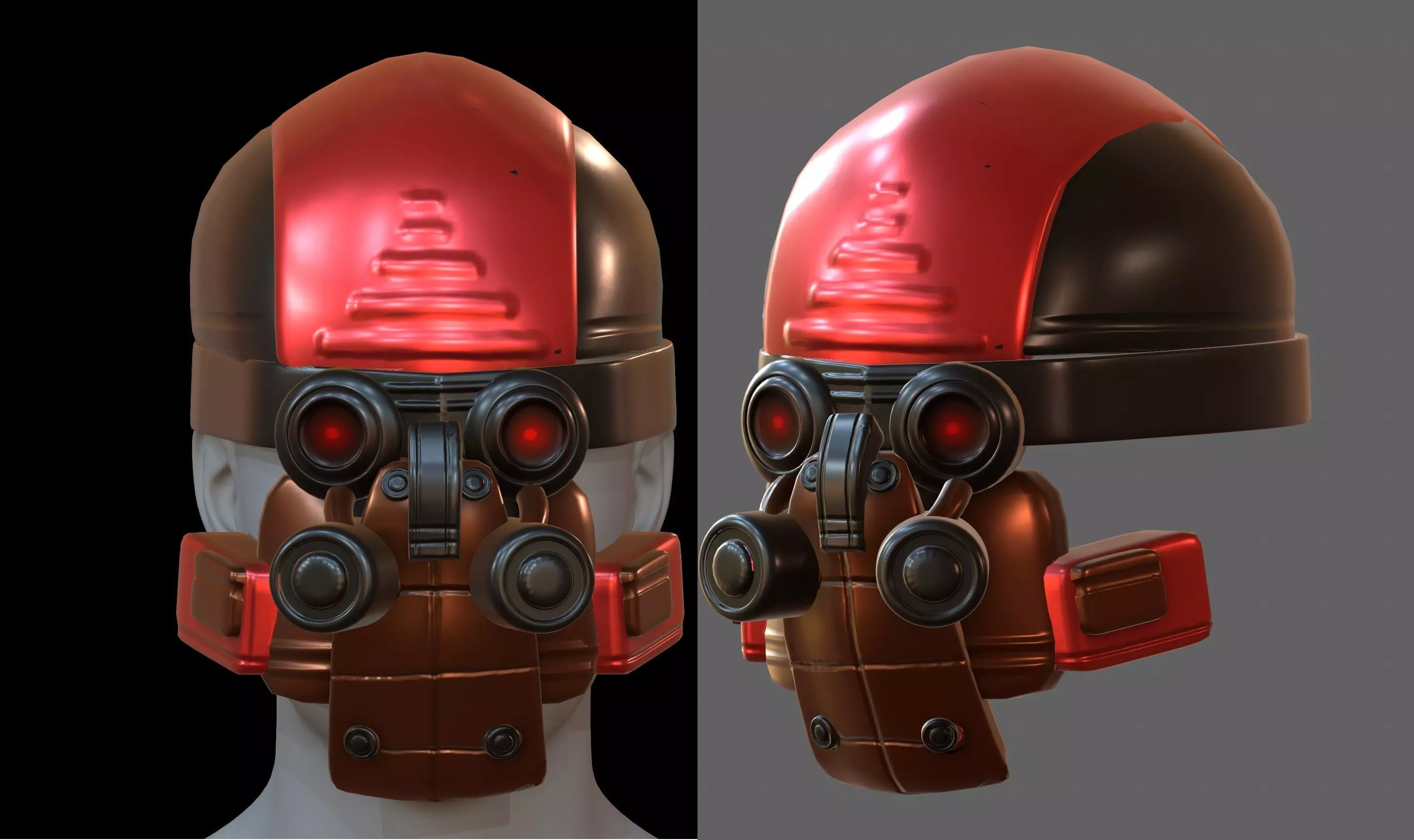 Gas mask helmet 3d model scifi Low-poly PBR Low-poly 3D model_0