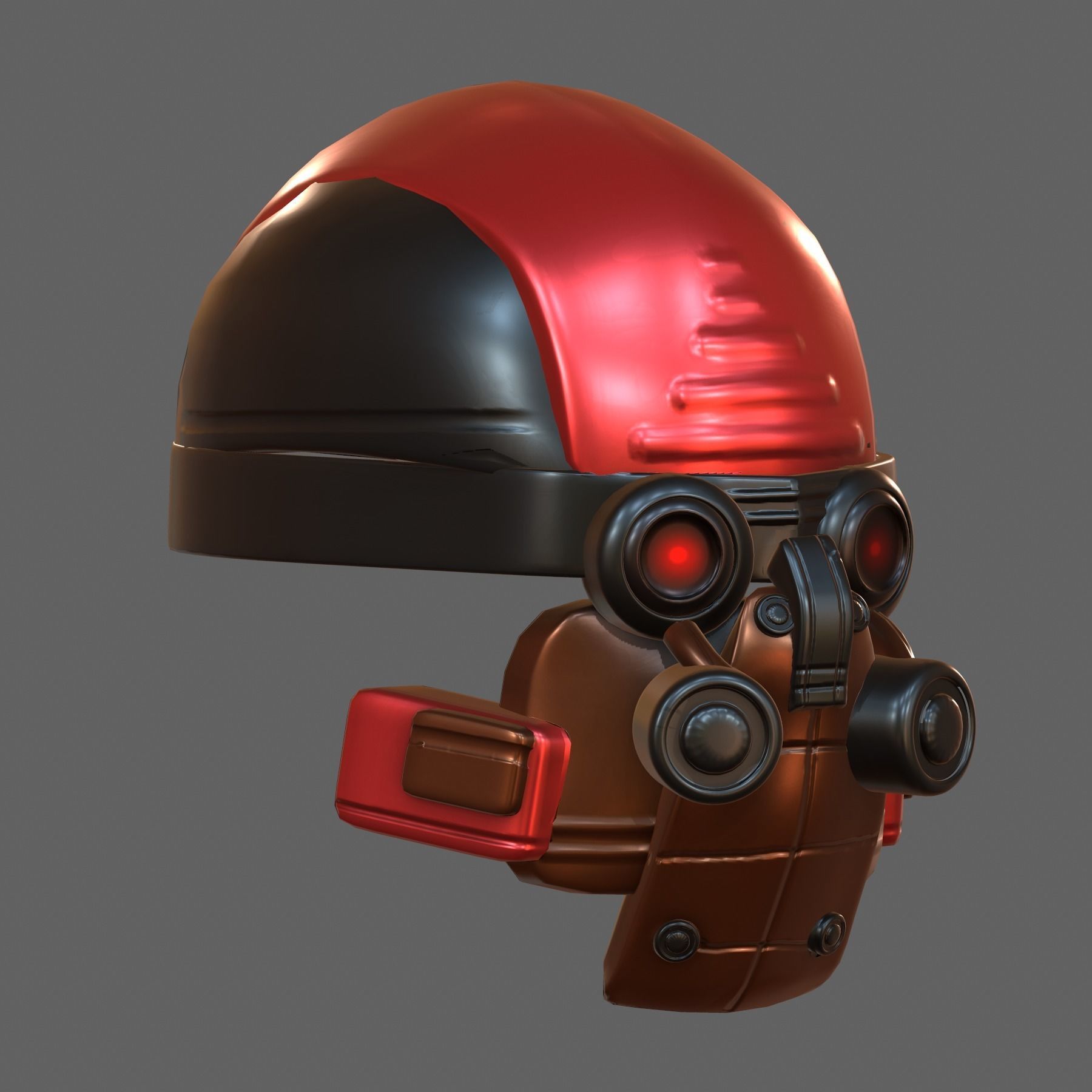 Gas mask helmet 3d model scifi Low-poly PBR Low-poly 3D model_3