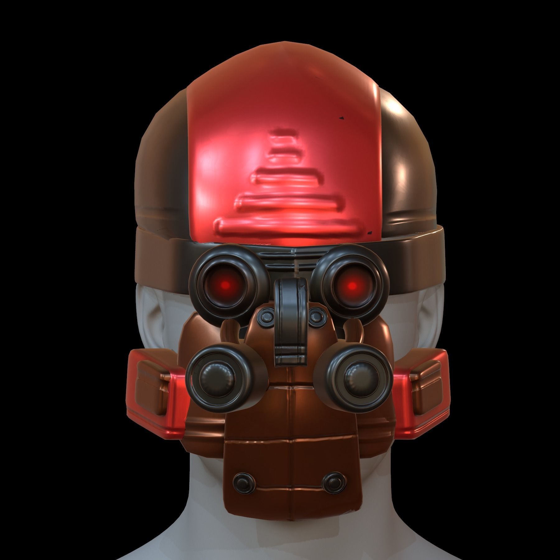 Gas mask helmet 3d model scifi Low-poly PBR Low-poly 3D model_1