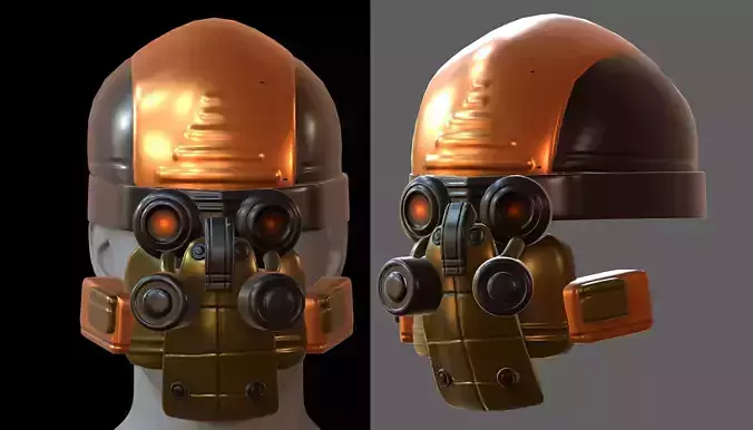 Gas mask helmet 3d model scifi Low-poly  PBR