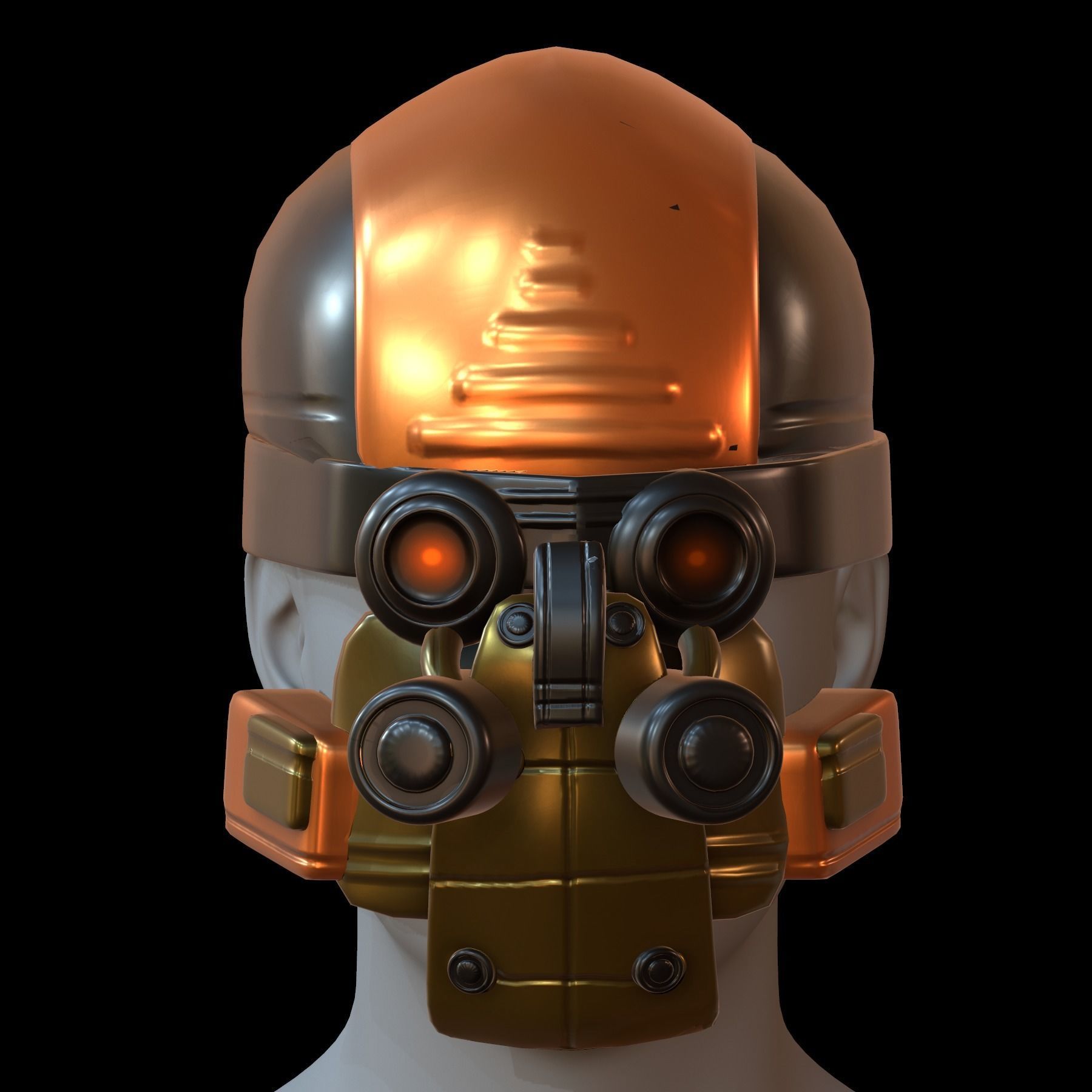 Gas mask helmet 3d model scifi Low-poly PBR 3D model_1