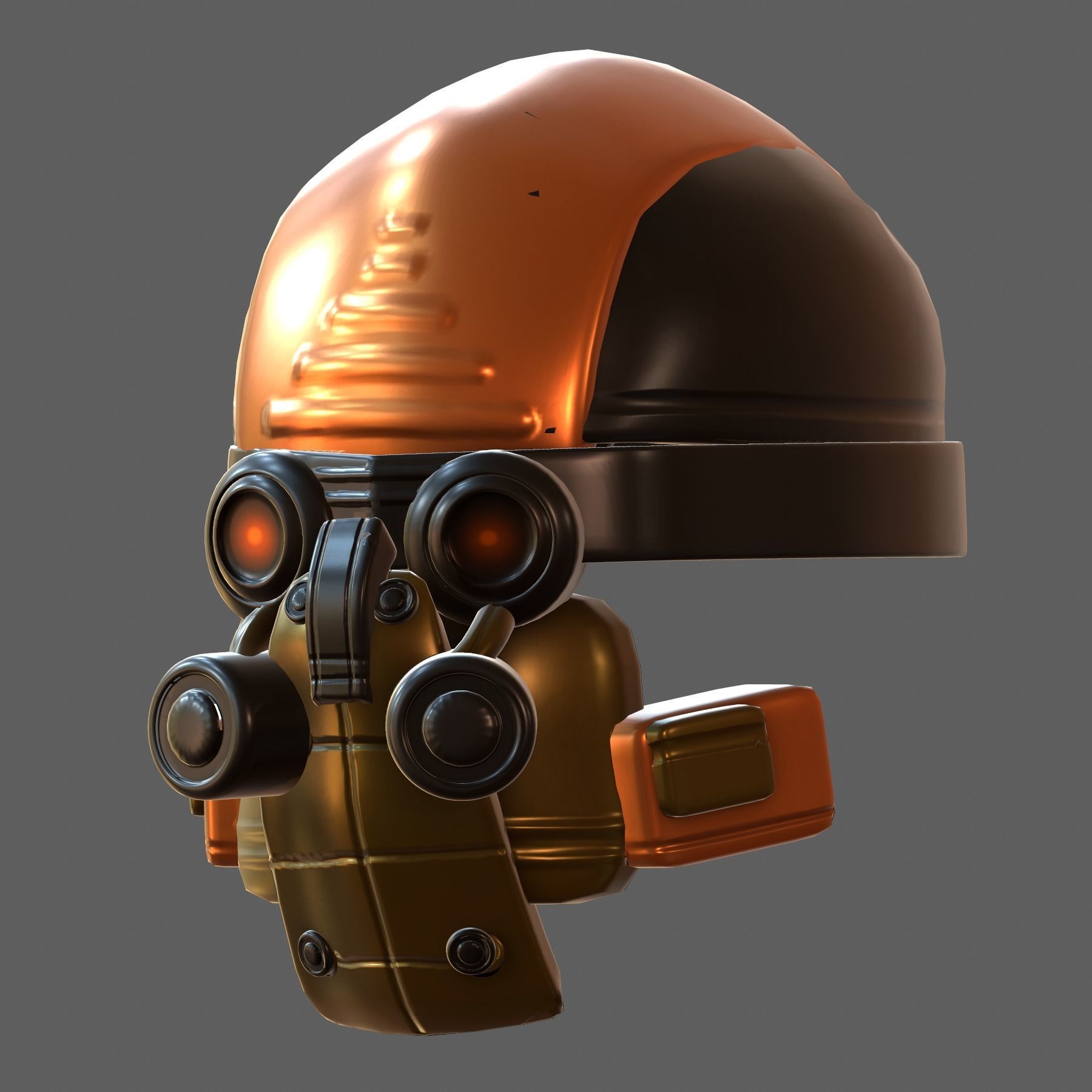 Gas mask helmet 3d model scifi Low-poly PBR 3D model_2