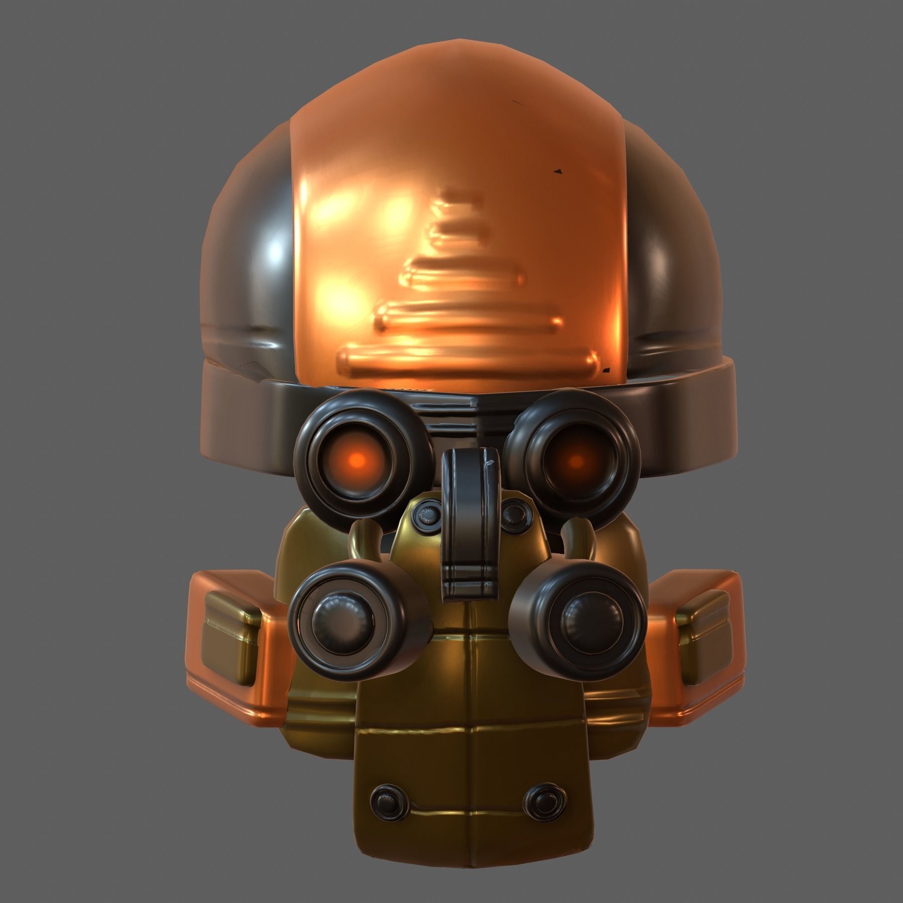 Gas mask helmet 3d model scifi Low-poly PBR 3D model_7