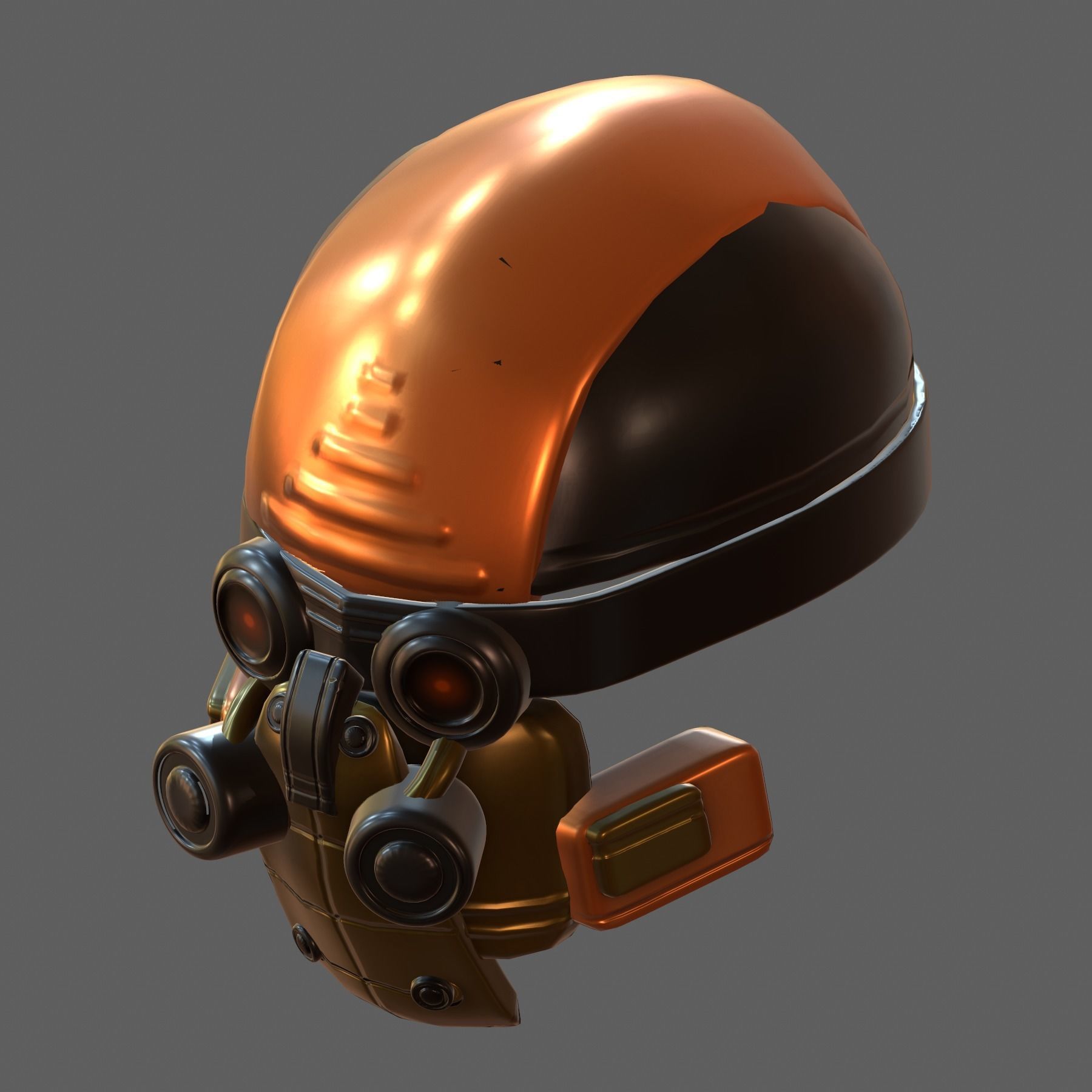 Gas mask helmet 3d model scifi Low-poly PBR 3D model_5