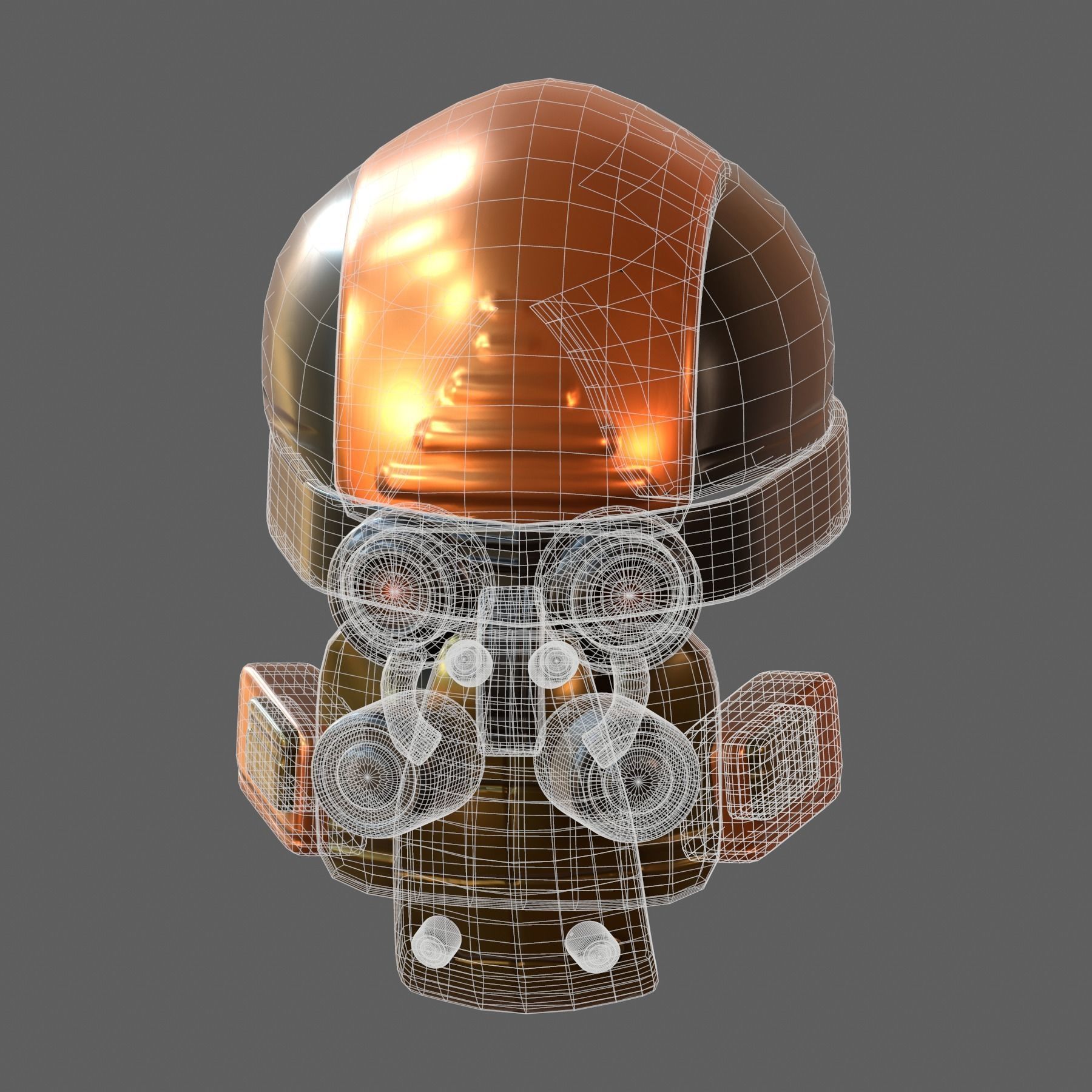 Gas mask helmet 3d model scifi Low-poly PBR 3D model_9