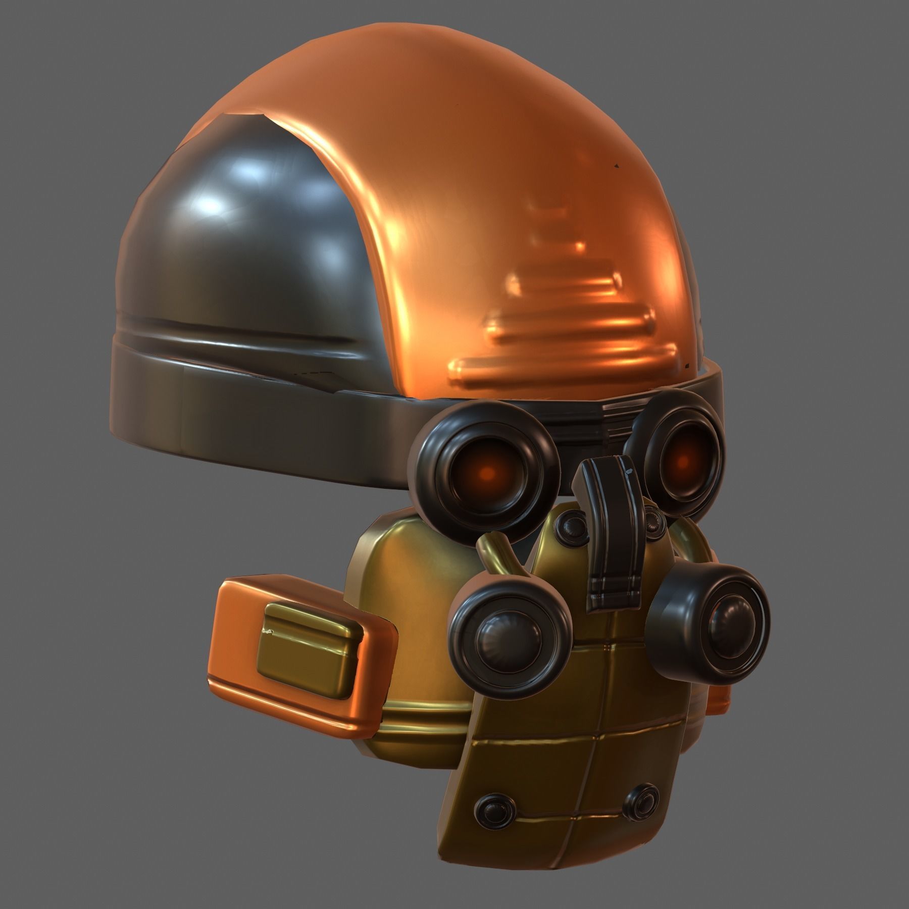 Gas mask helmet 3d model scifi Low-poly PBR 3D model_3