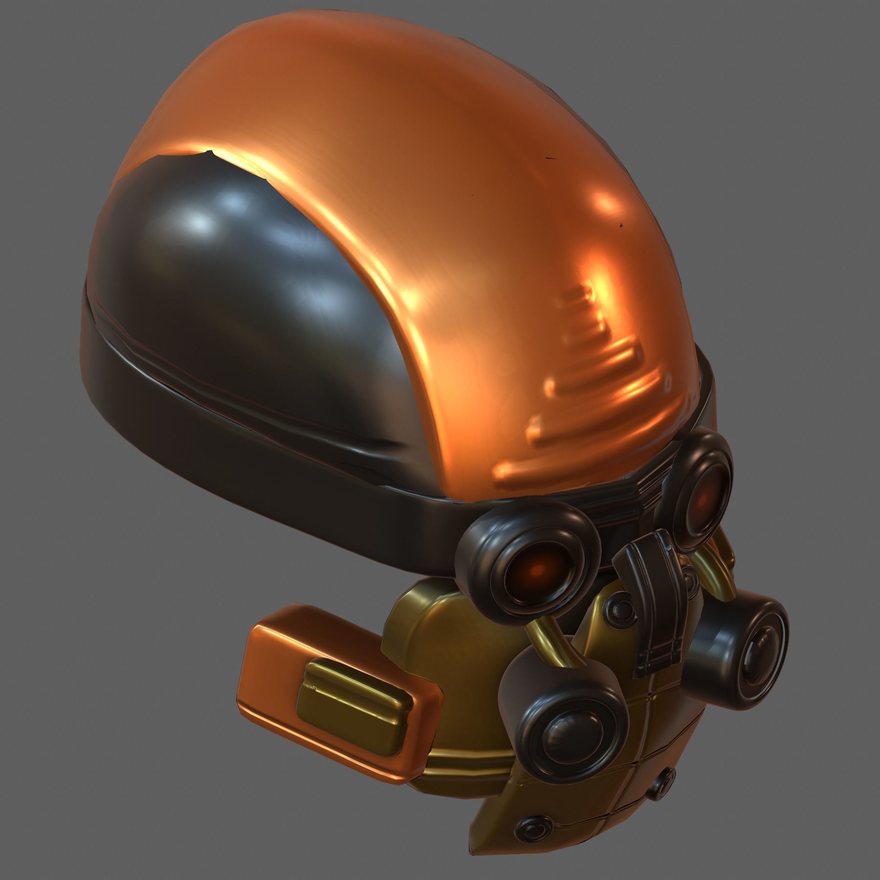 Gas mask helmet 3d model scifi Low-poly PBR 3D model_4