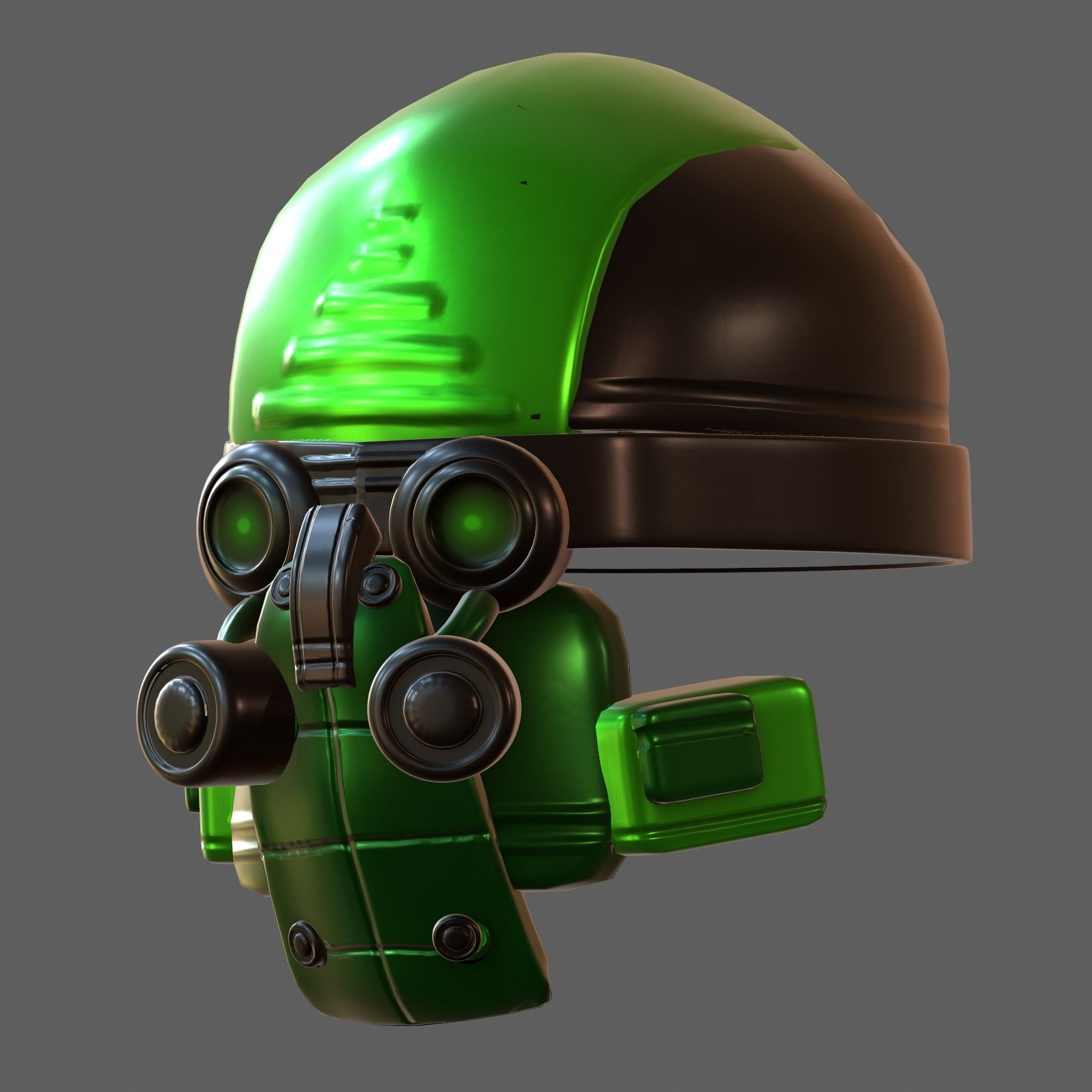 Gas mask helmet 3d model scifi Low-poly  3D model_3
