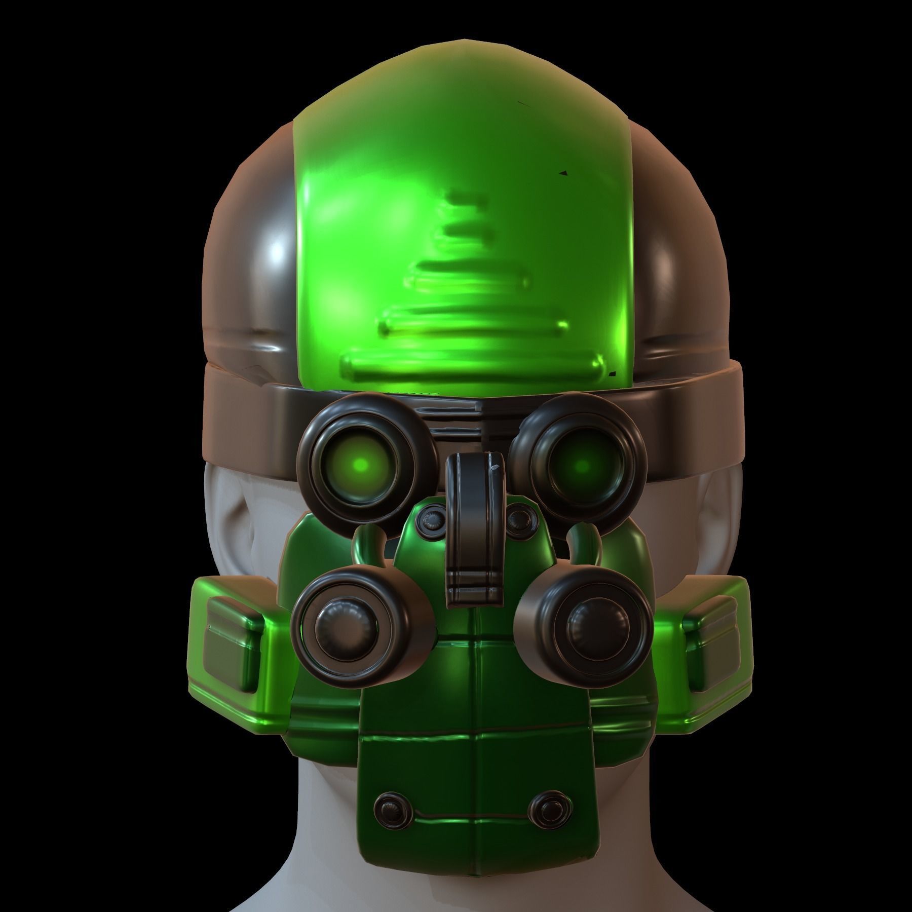 Gas mask helmet 3d model scifi Low-poly  3D model_1