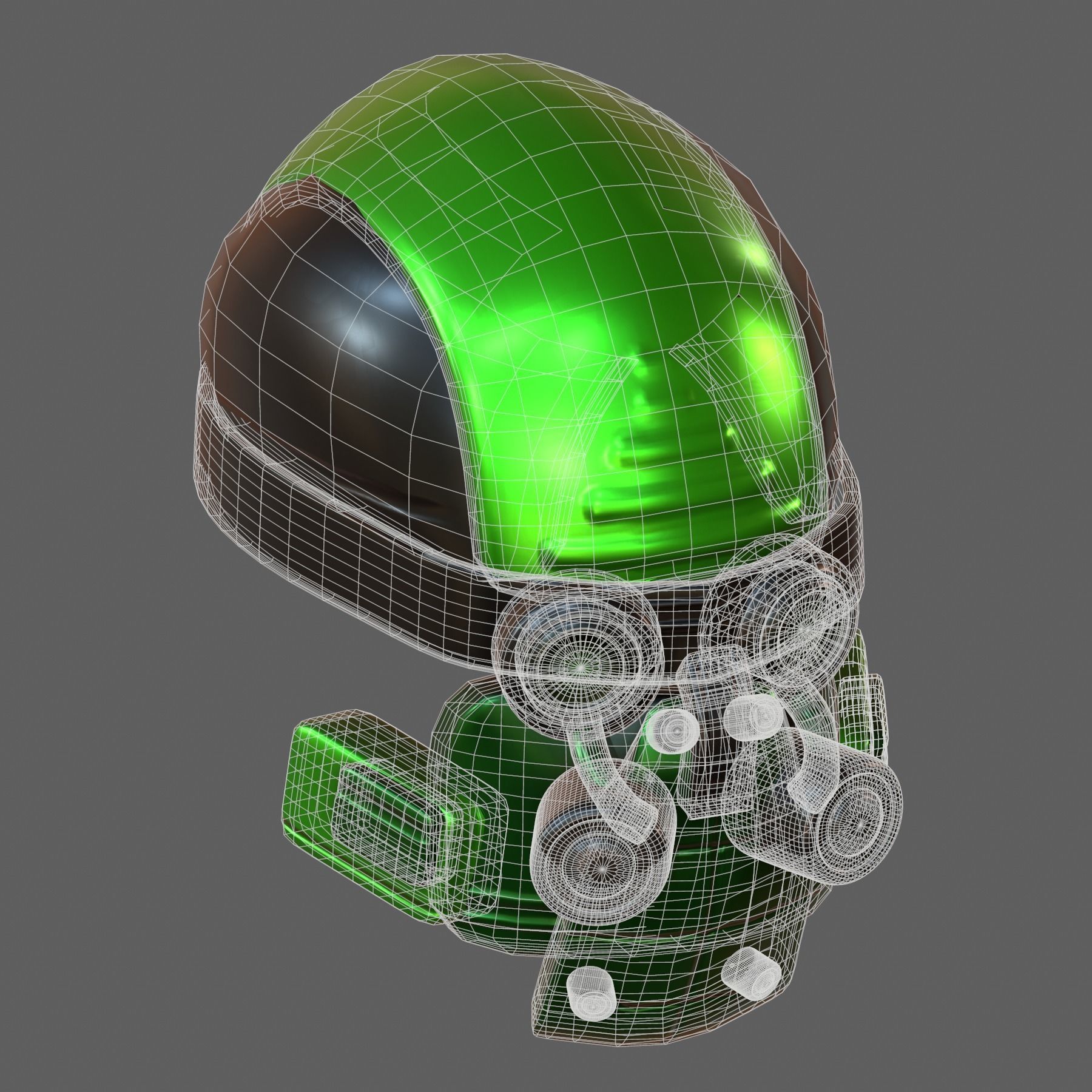 Gas mask helmet 3d model scifi Low-poly  3D model_7