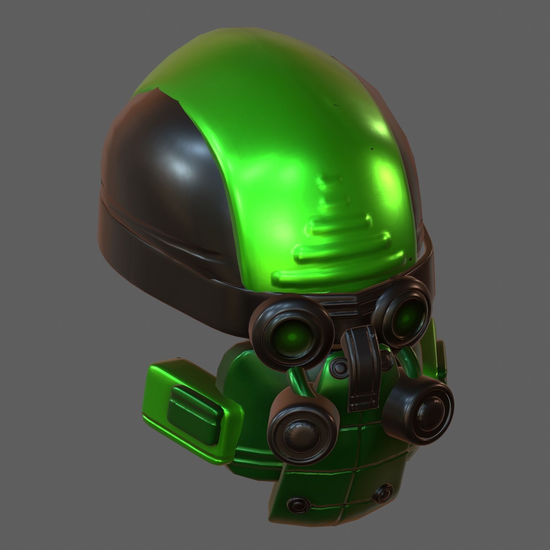Gas mask helmet 3d model scifi Low-poly  3D model_6